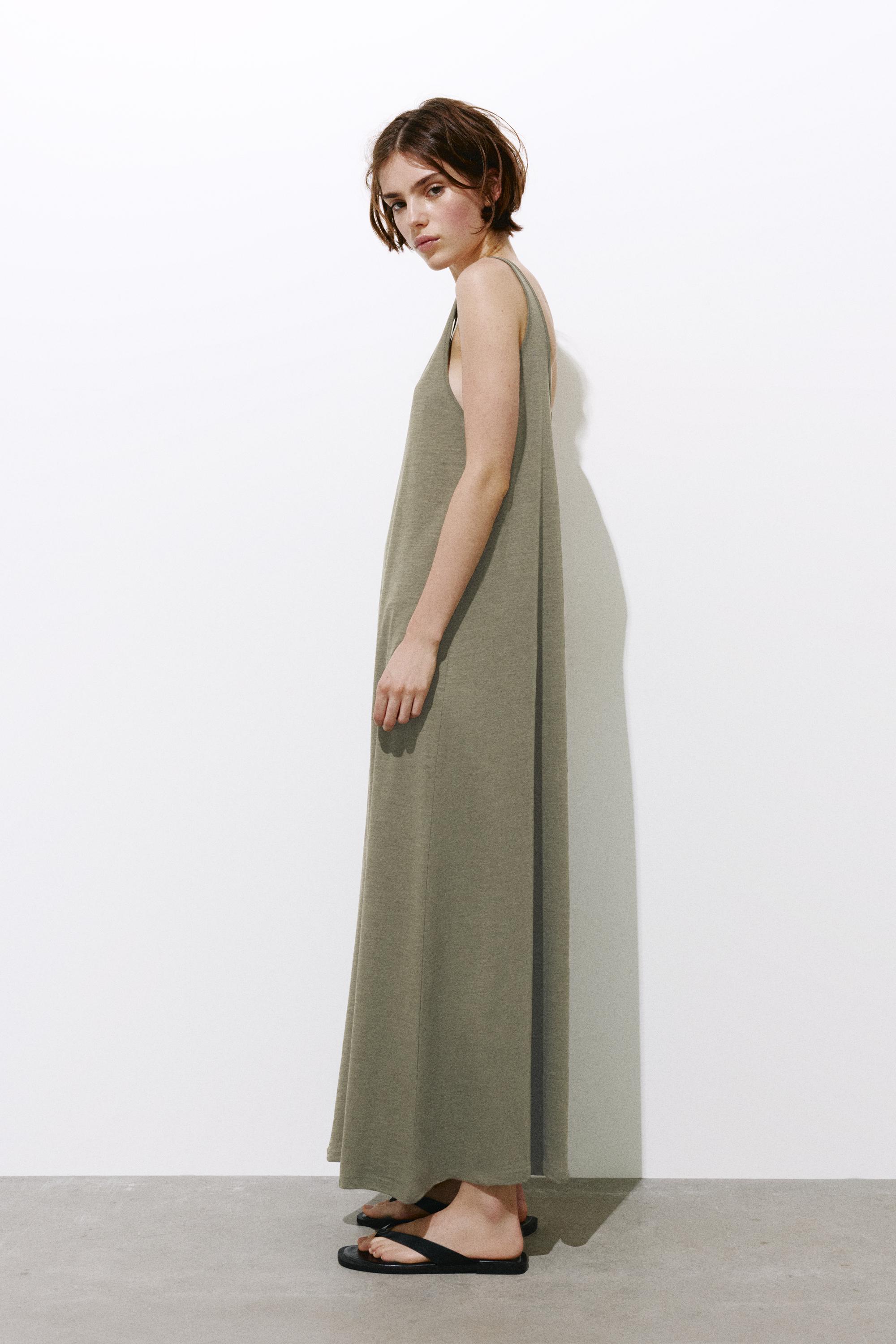 Strappy midi dress — Khaki