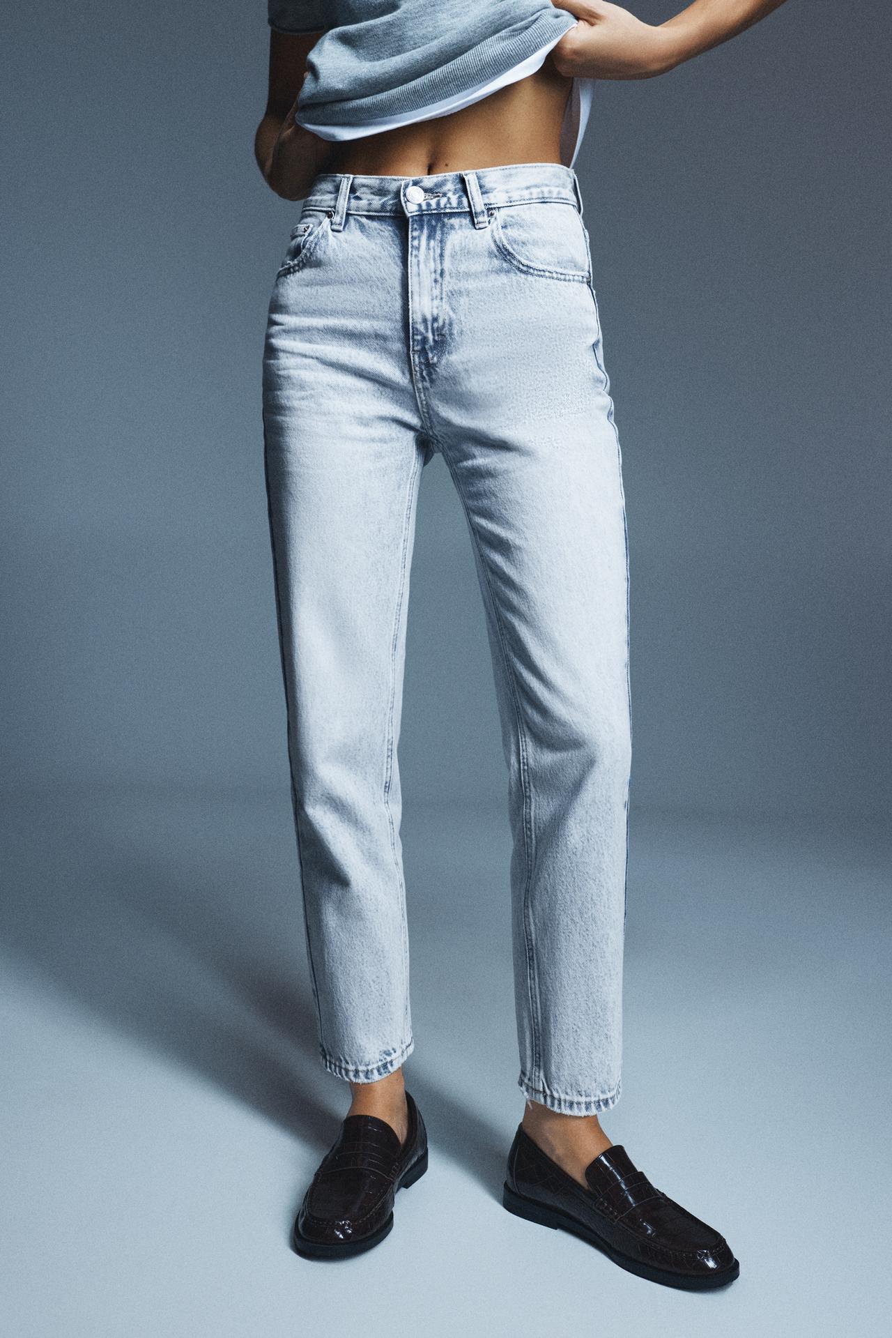 High-waist mom fit jeans — Pale sky blue