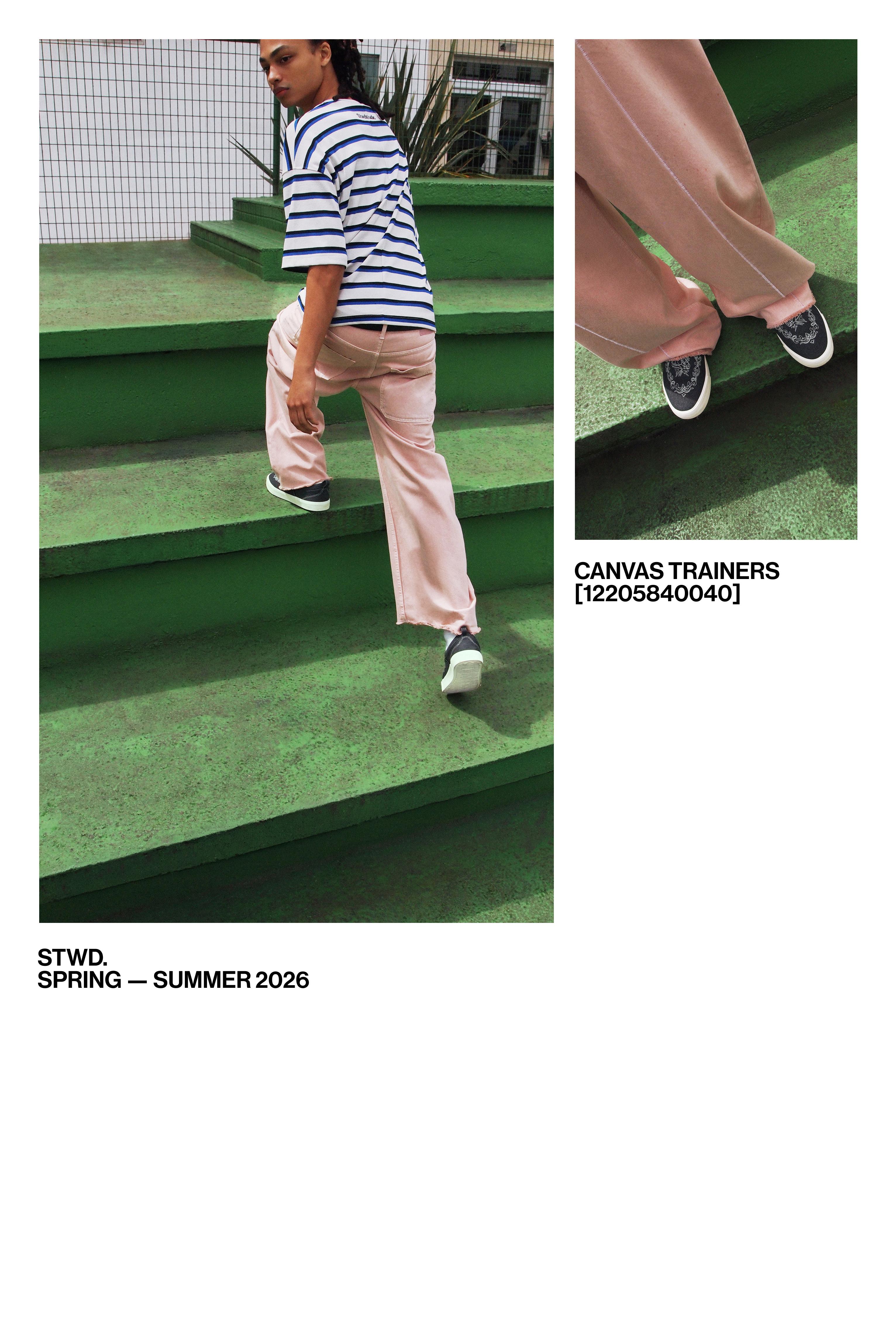 Embroidered canvas trainers — Black