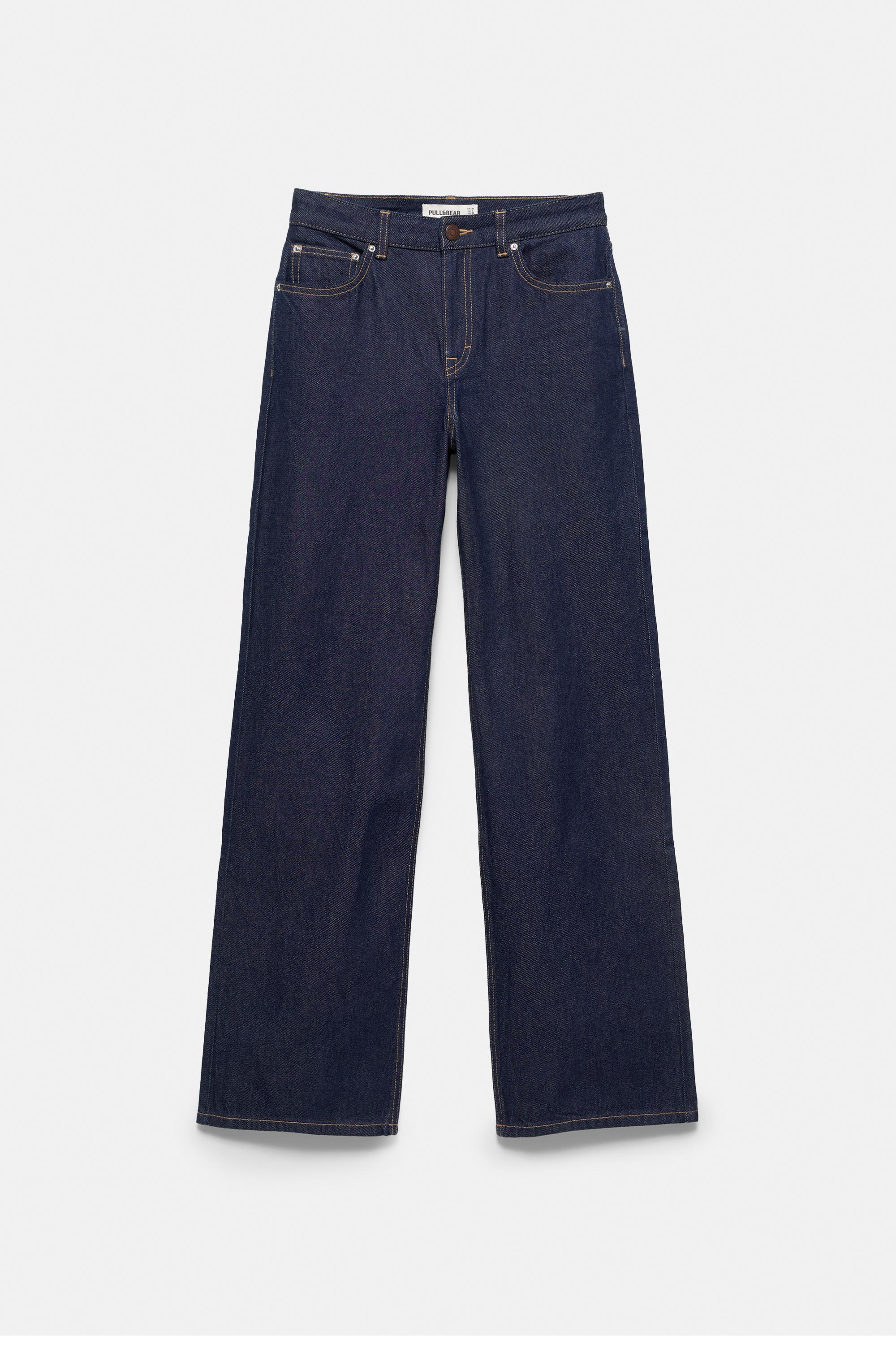 High-waist wide straight-leg jeans — Navy