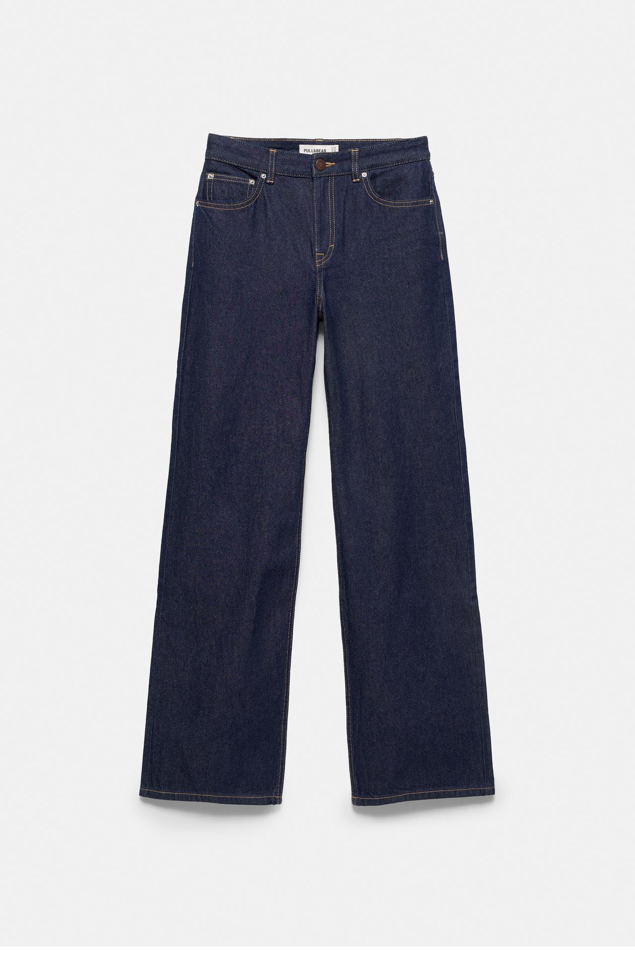 High-waist wide straight-leg jeans — Navy