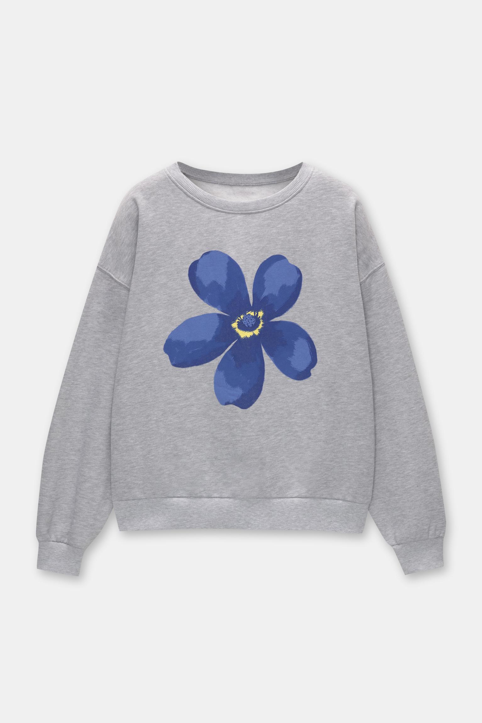 Çiçek grafik baskılı sweatshirt_0