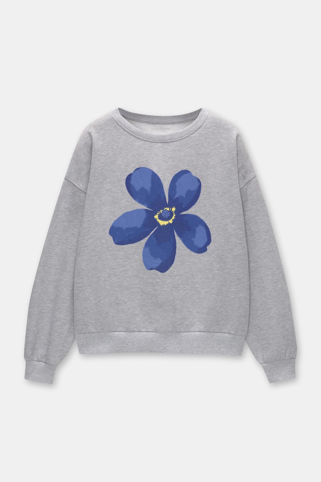 Sudadera Margarita Pull And Bear Flower Graphic Sweatshirt PULL&BEAR