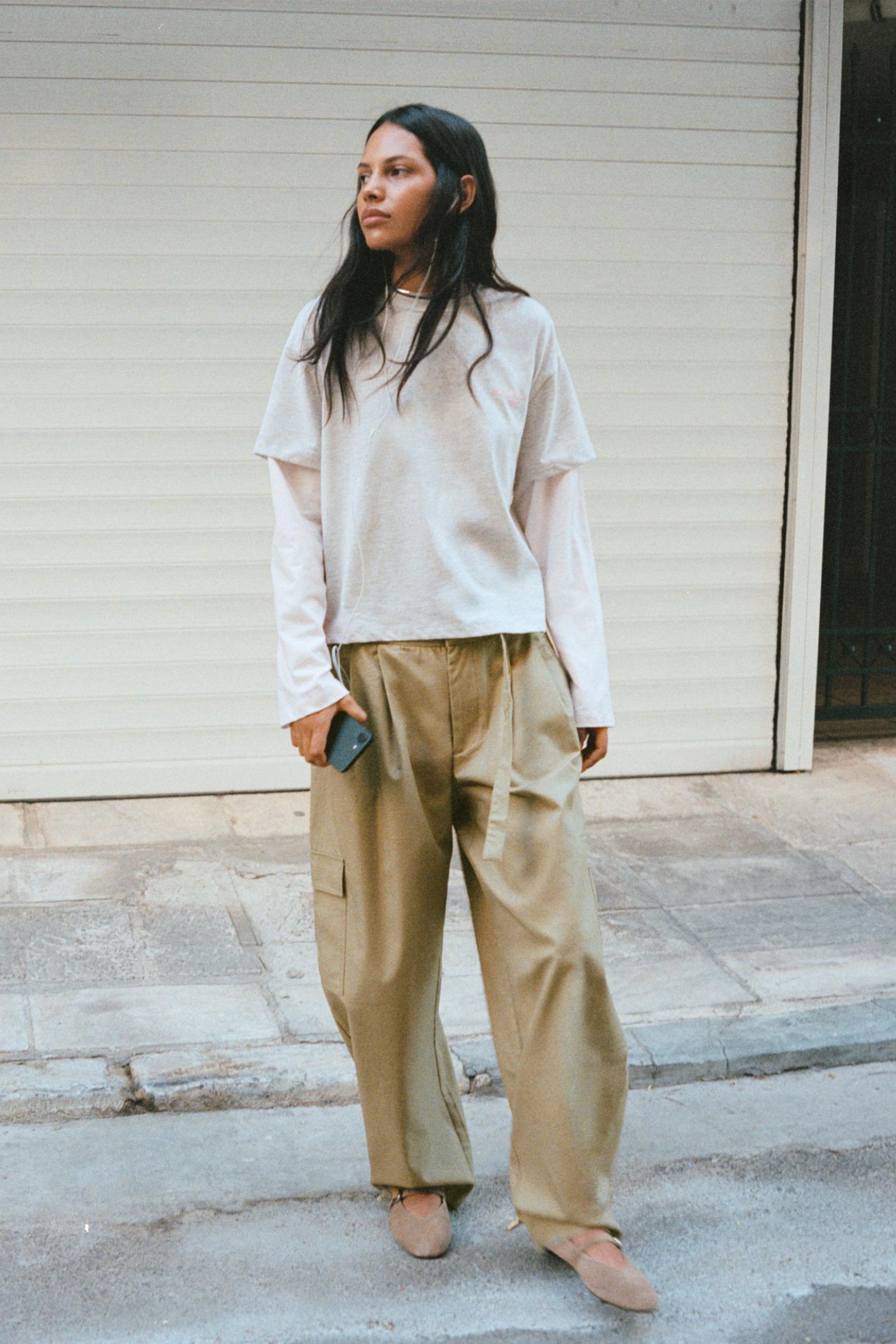 Balloon cargo trousers with belt — Dark camel