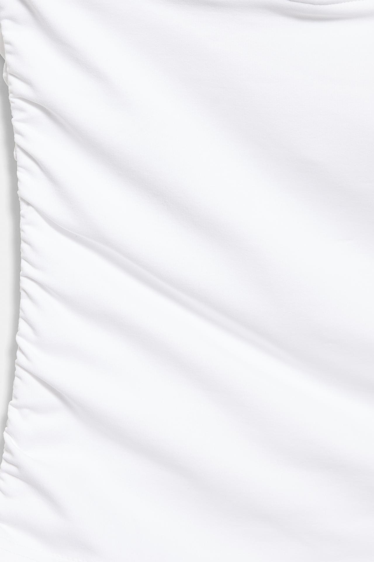 Halter neck top with gathering — White