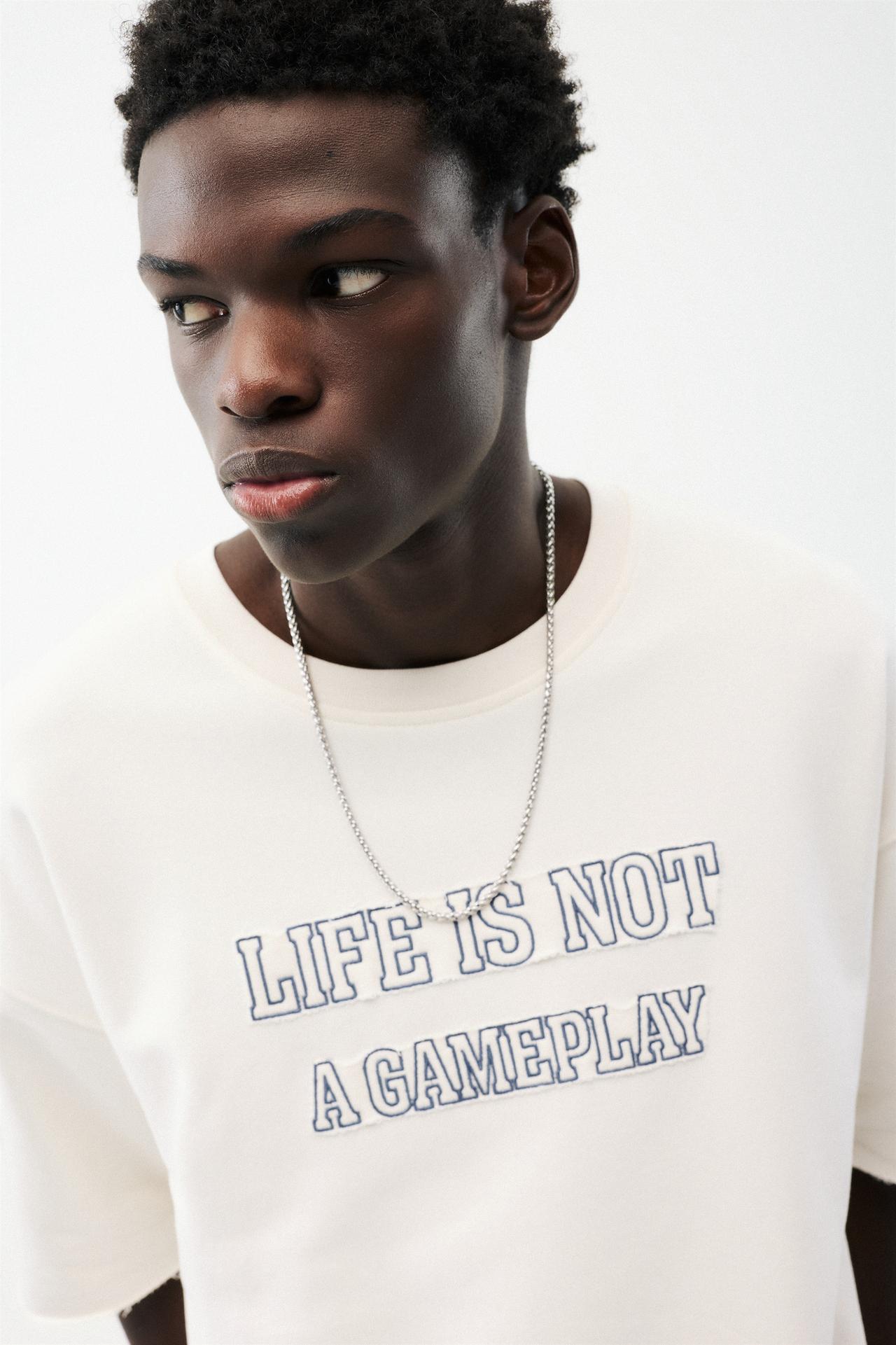 STWD short sleeve embroidered sweatshirt — Off white