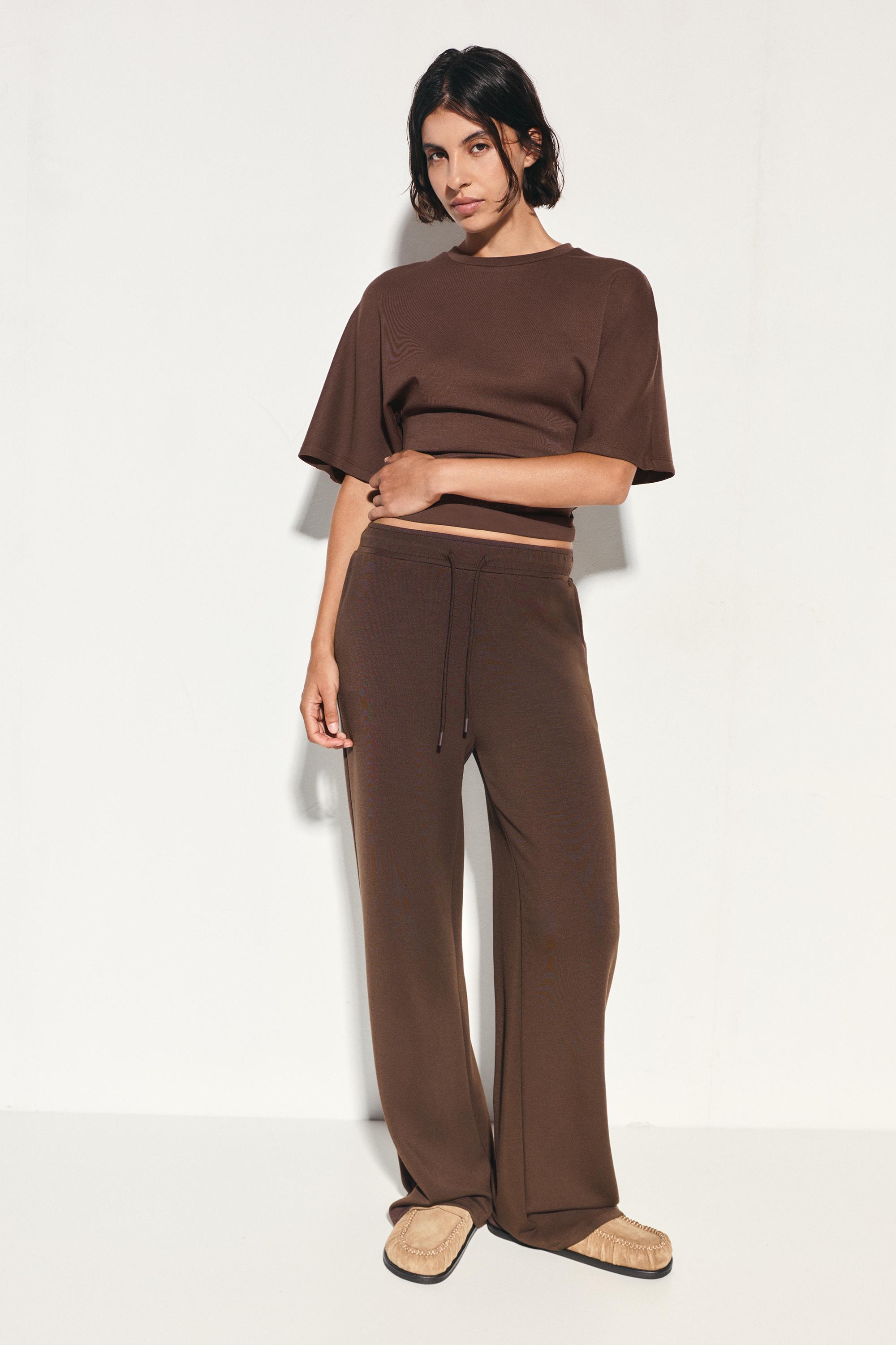 Modal wide-leg trousers — Brown