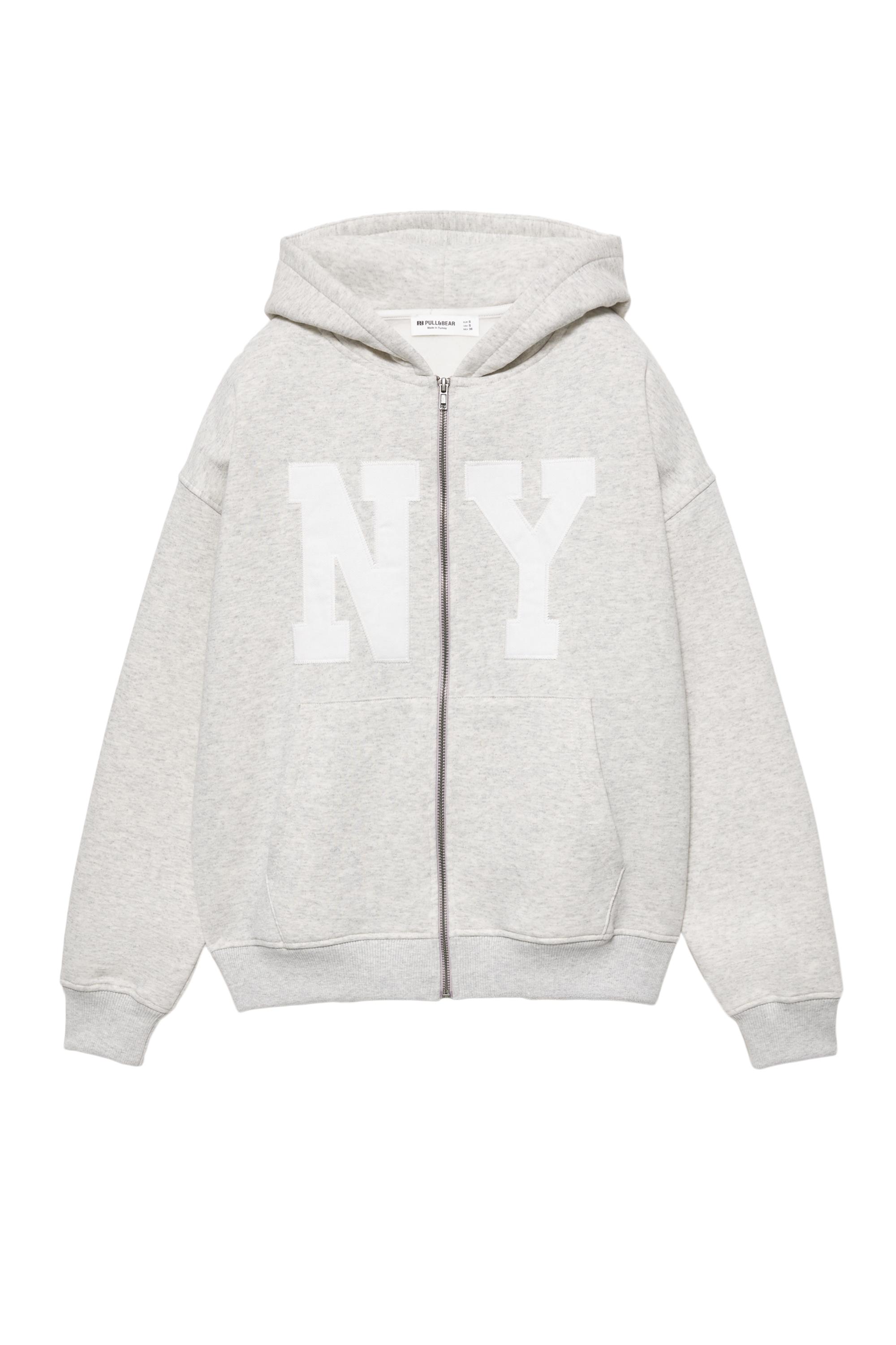 Grafikli fermuarlı kapüşonlu sweatshirt - Görsel 5