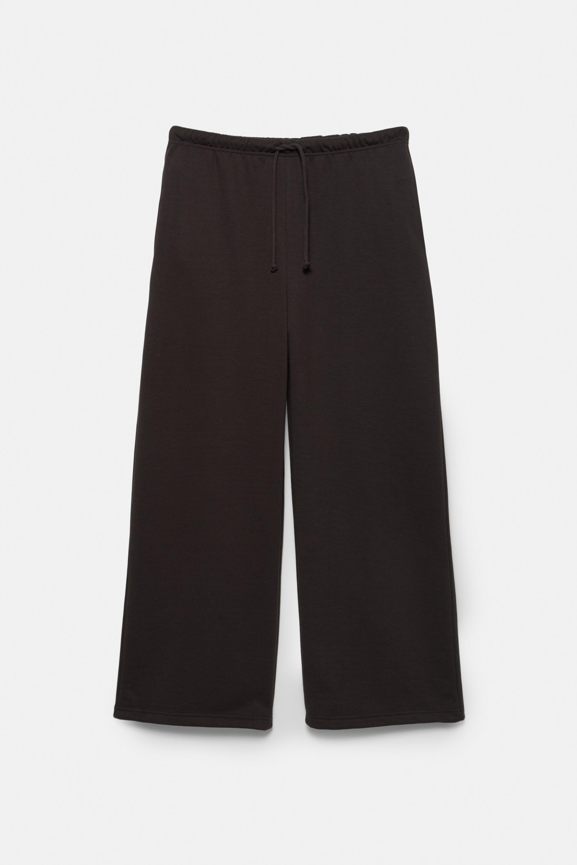 Wide-leg tracksuit bottoms with adjustable hem — Brown