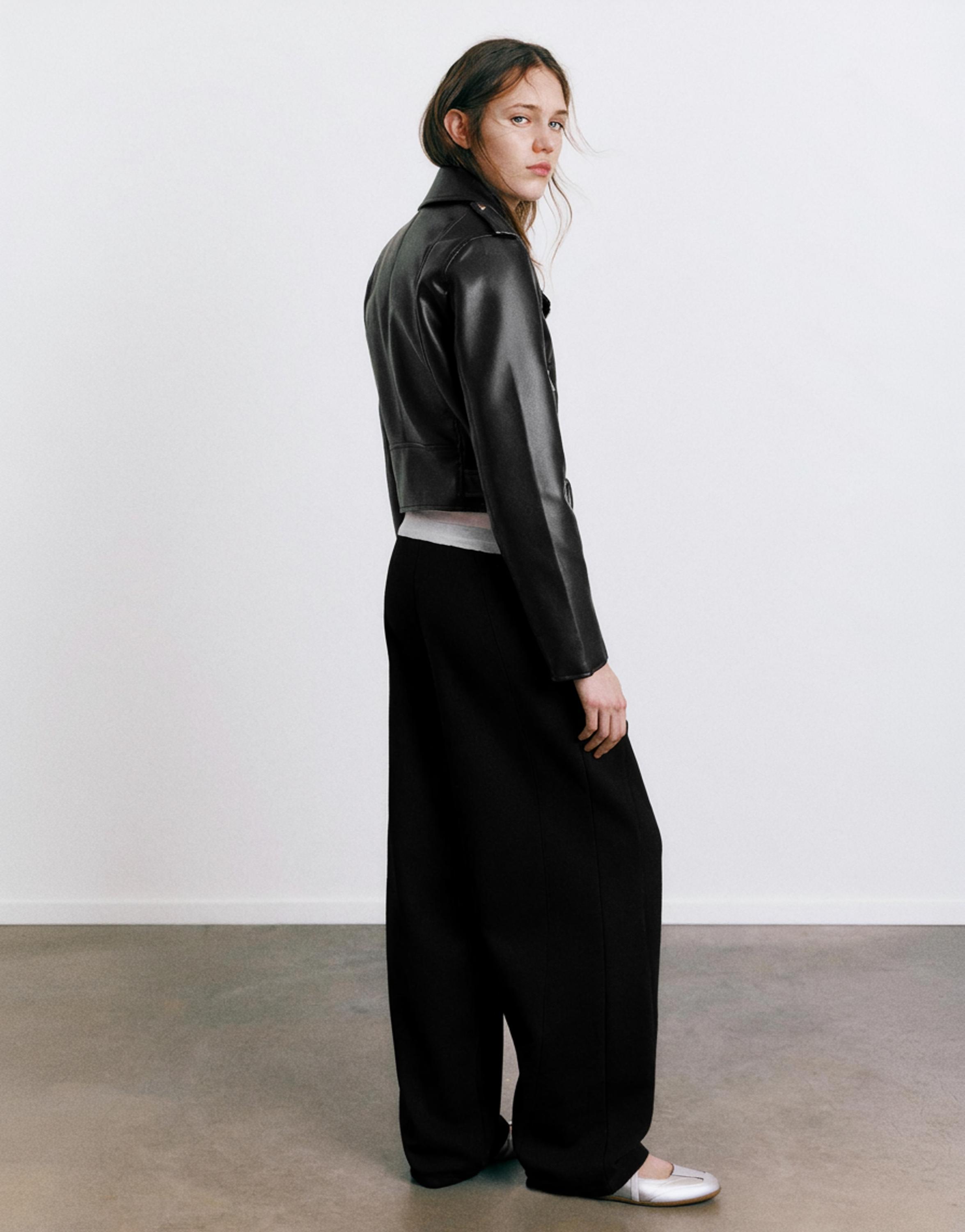 Suni deri biker ceket - Görsel 23