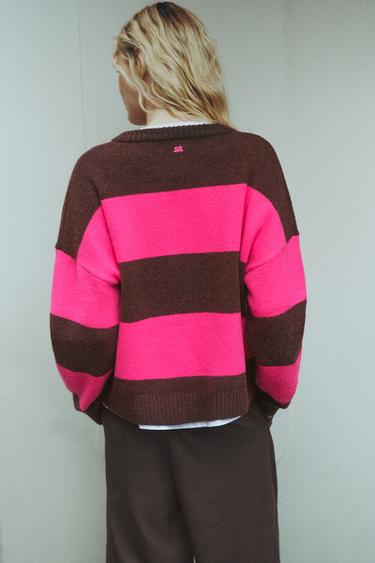 Button-up striped jumper — Dark brown 3