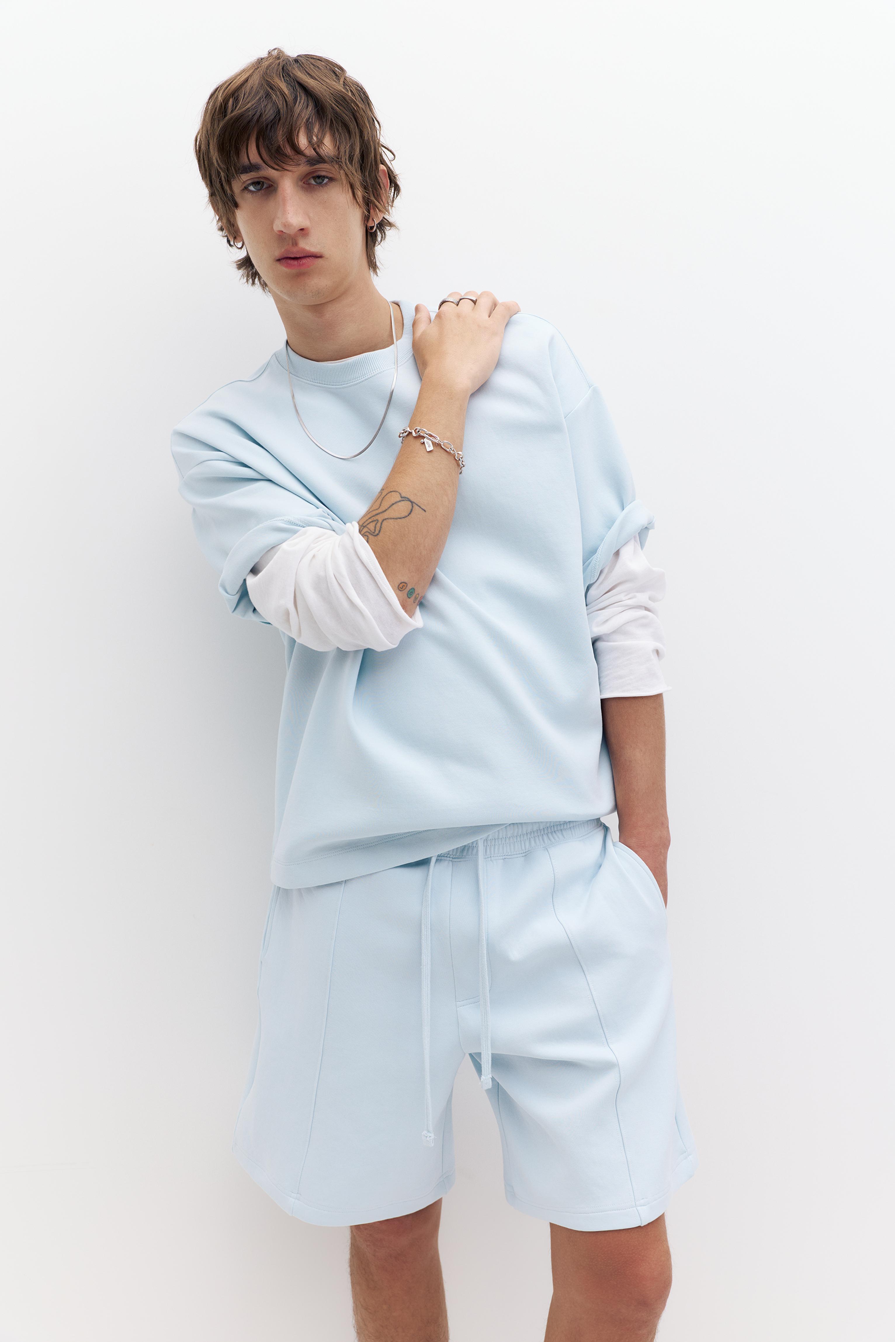 Interlock short sleeve sweatshirt — Sky blue