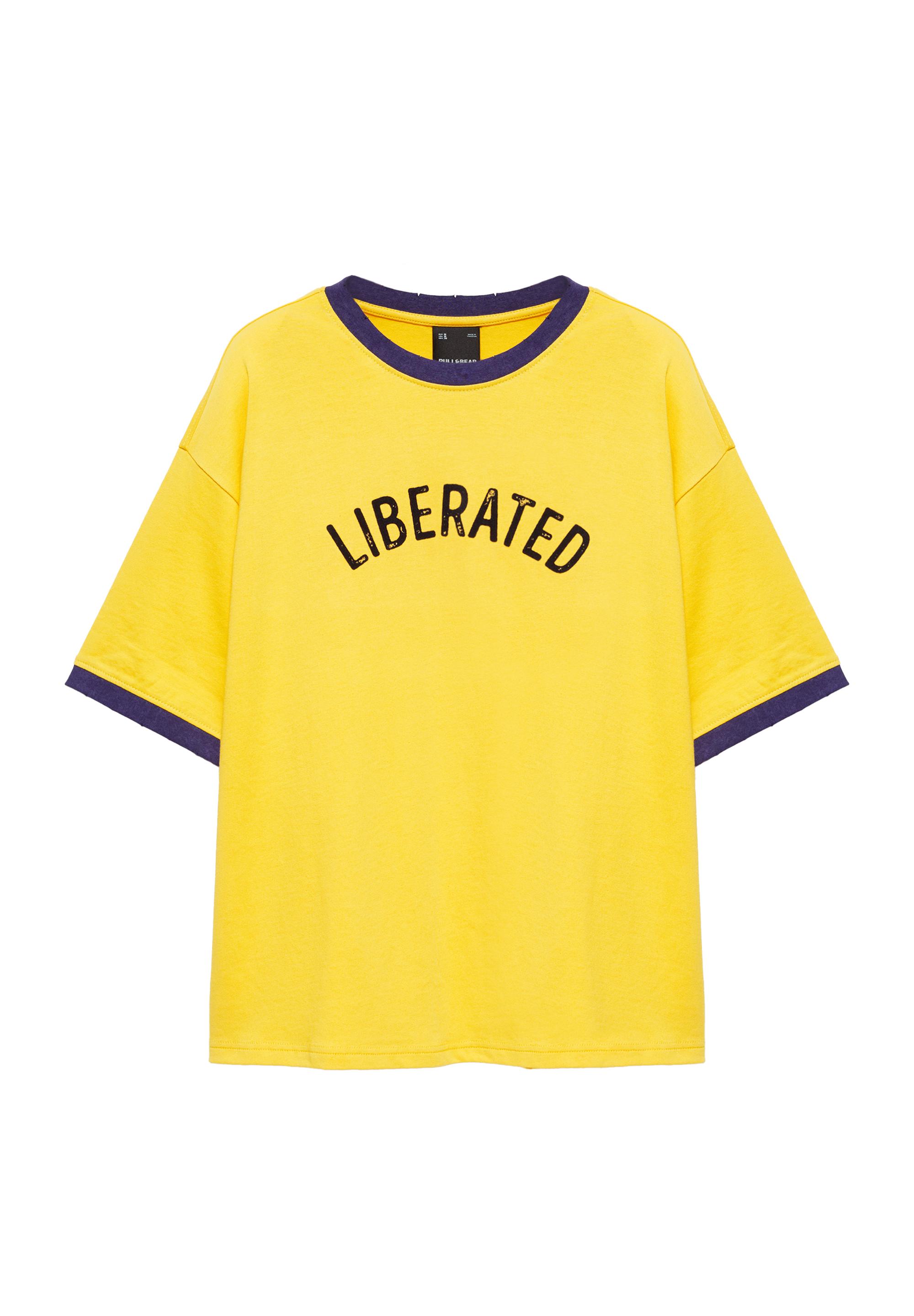 Graphic print T-shirt with trims — Yellow