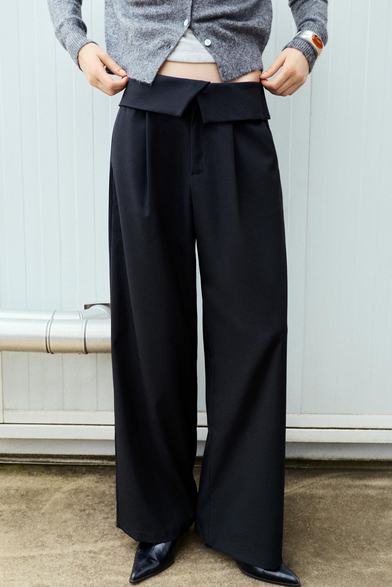 Smart trousers with a rolled waist — Black