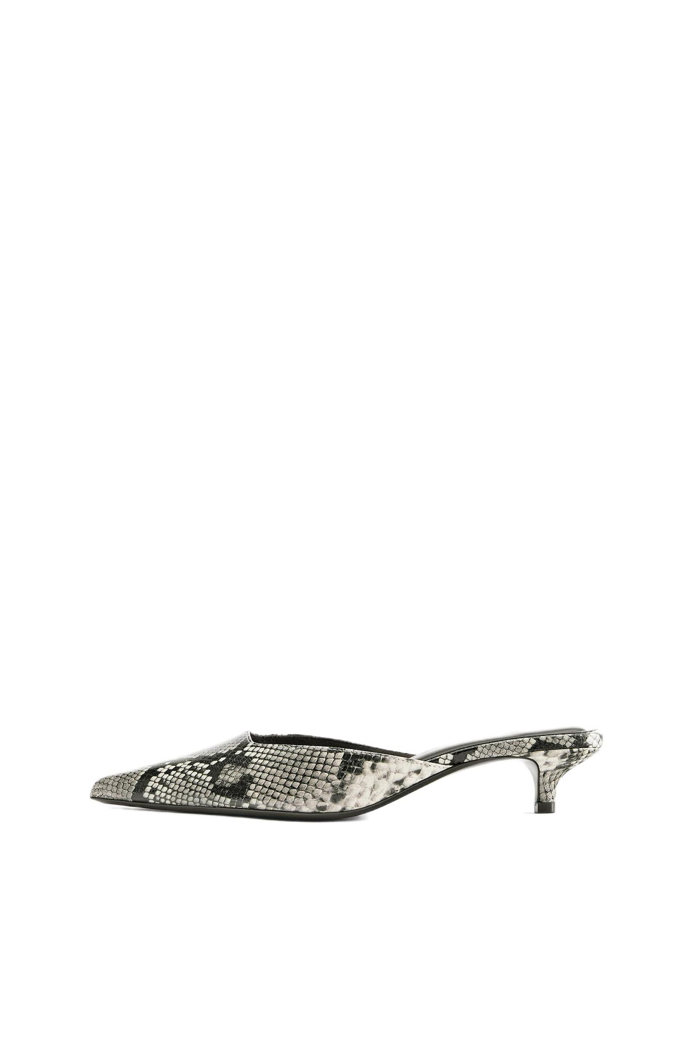 Snakeskin print mule heels — Contrast