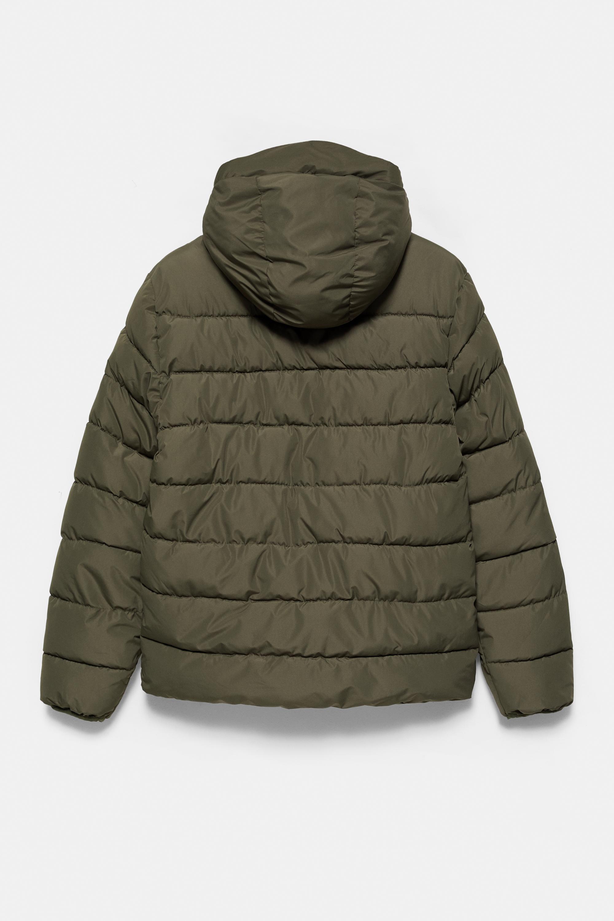Puffer jacket with hood — Dark khaki