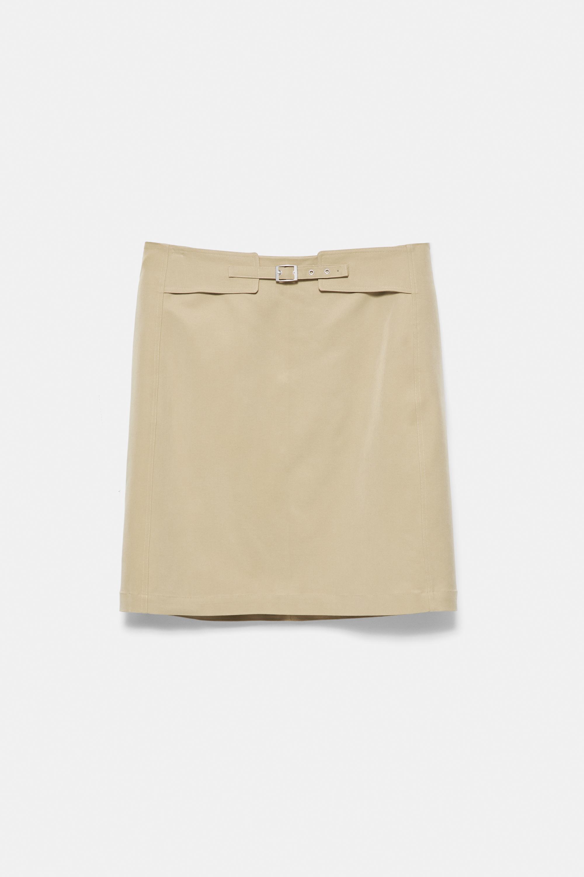 Straight buckle skirt — Medium camel