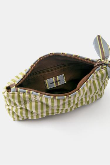 Striped quilted wash bag — Green 2