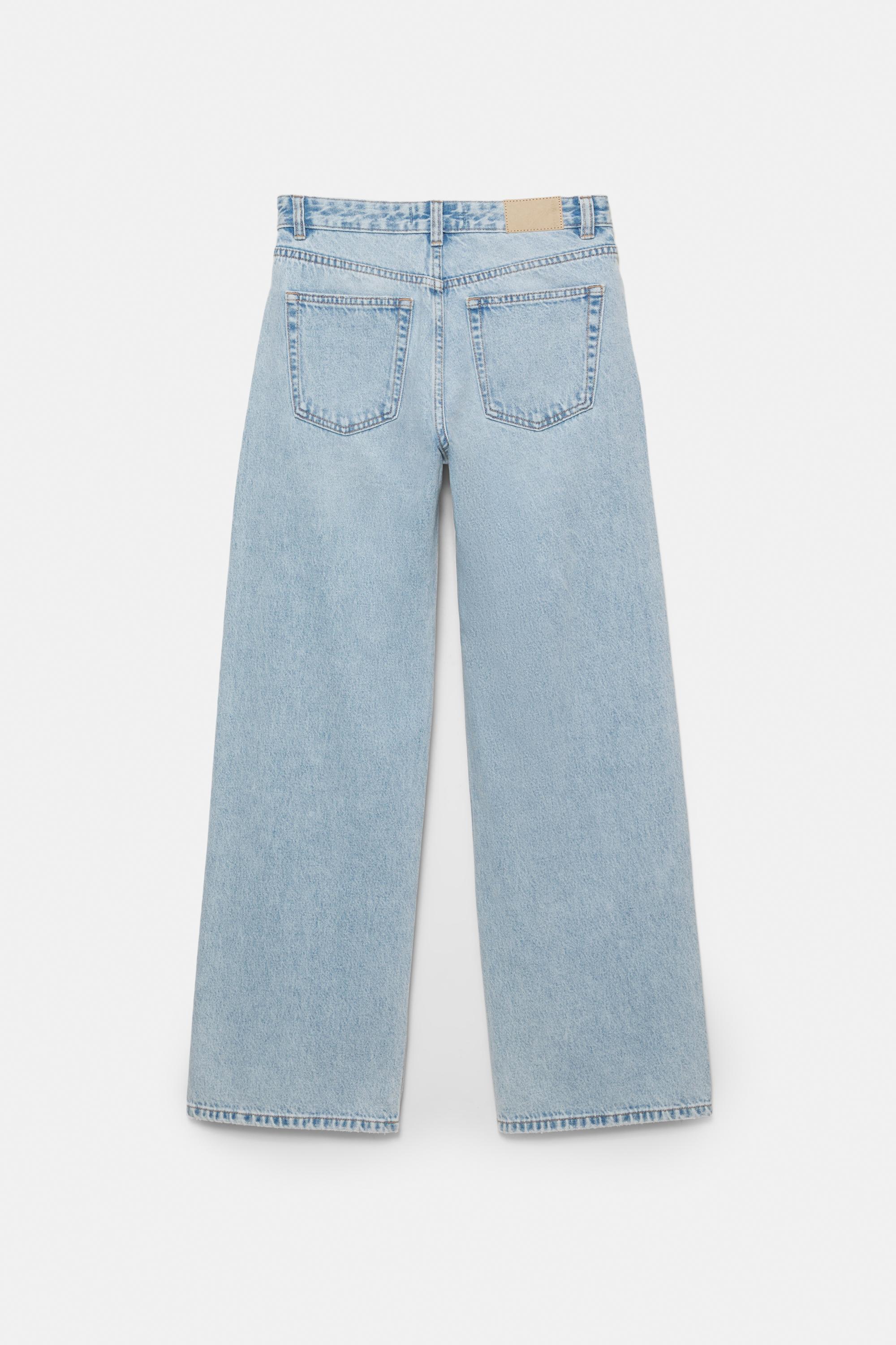 Straight-leg baggy jeans with rhinestones — Pale blue