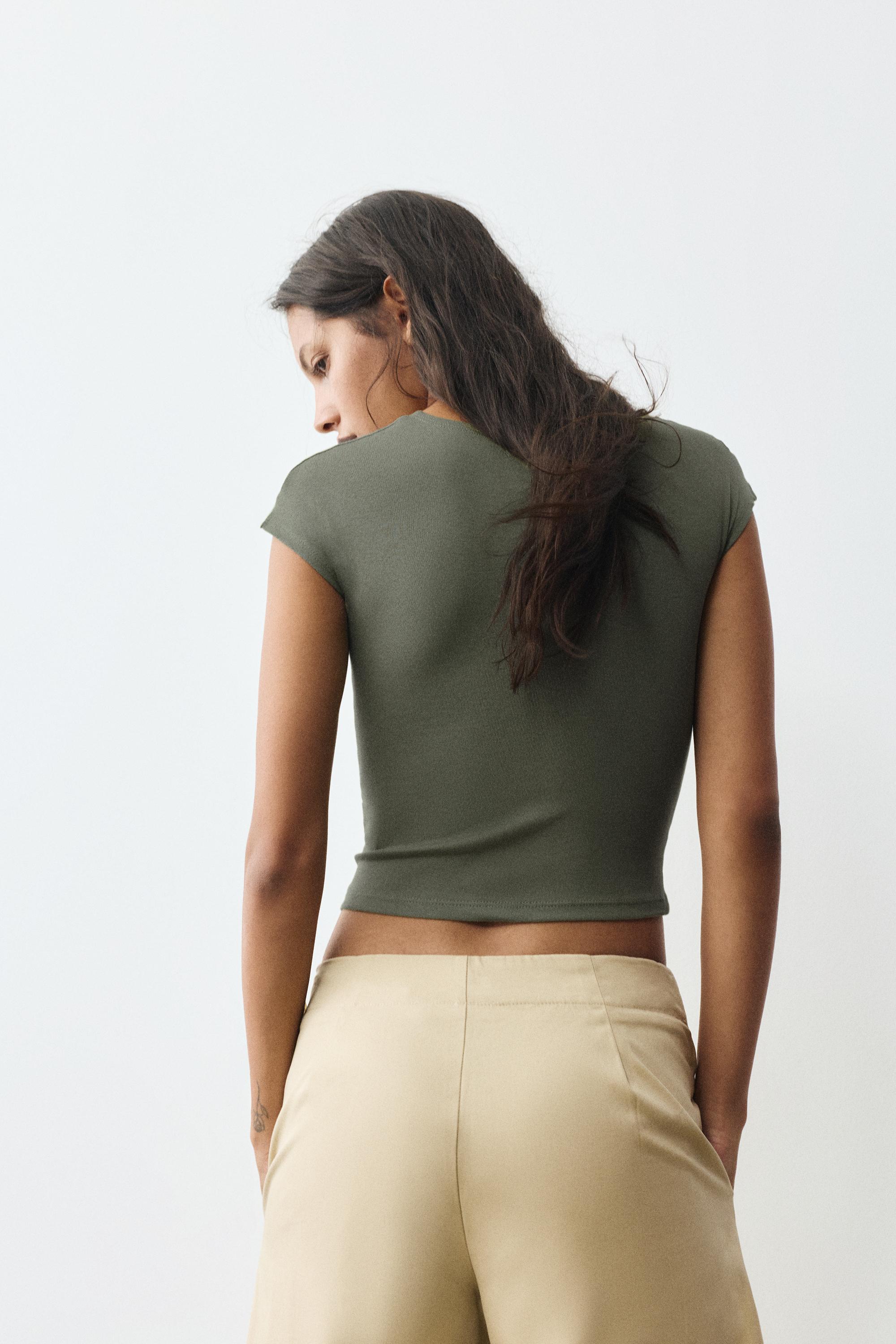 Fitted short sleeve T-shirt — Khaki