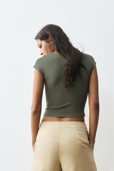 Fitted short sleeve T-shirt — Khaki 2