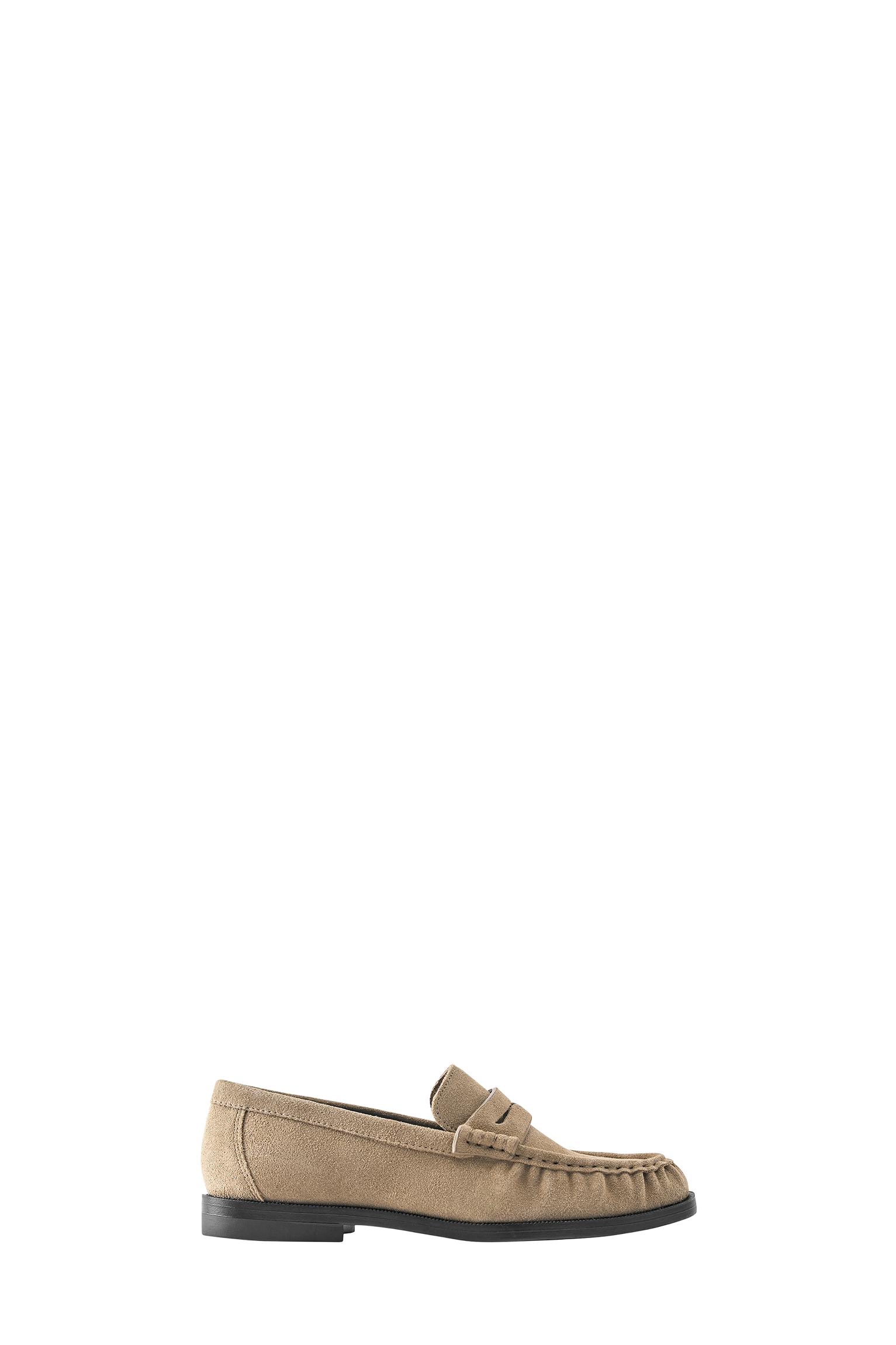 Leather gathered loafers — Brown