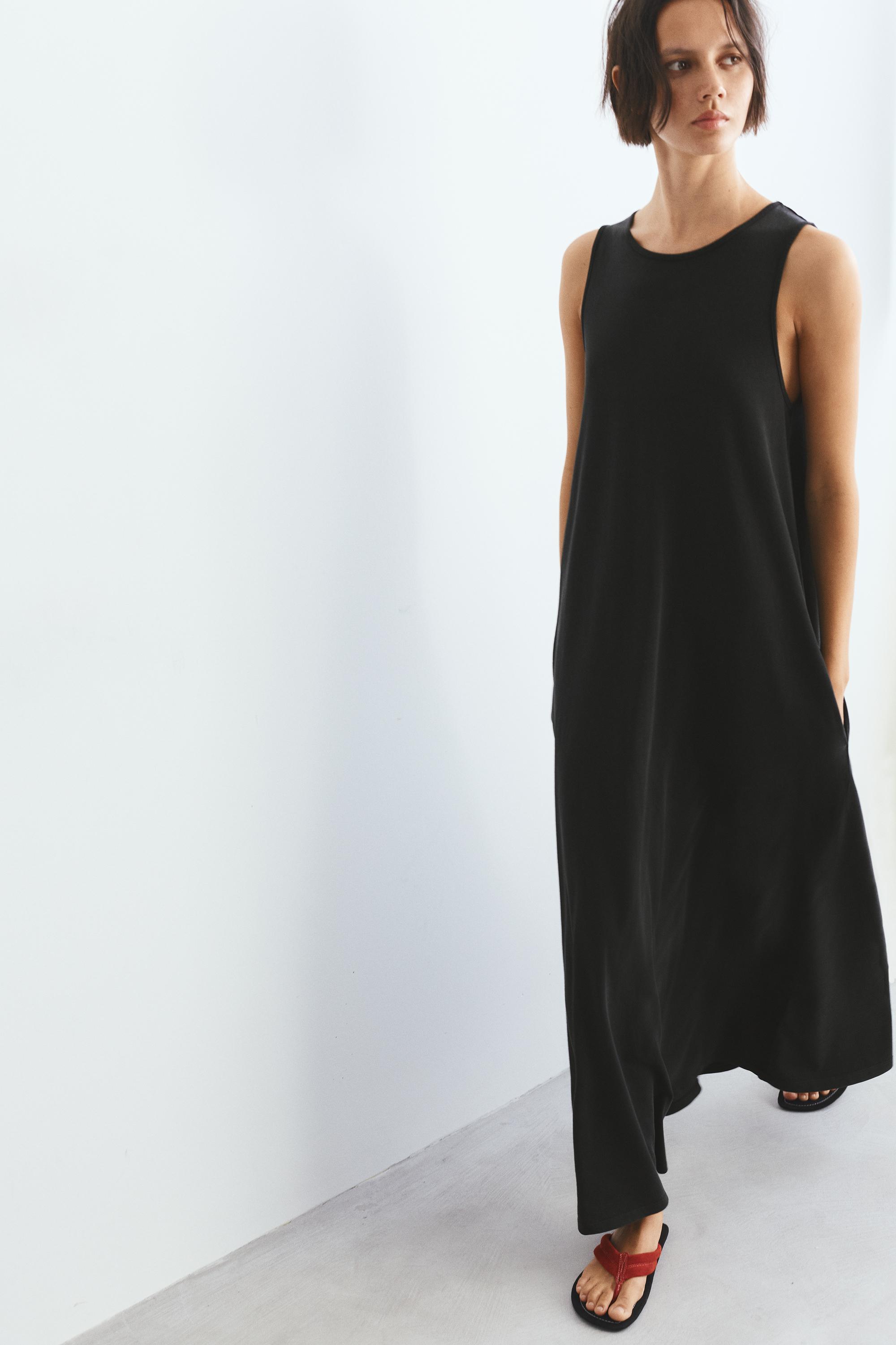 Long sleeveless dress — Anthracite grey