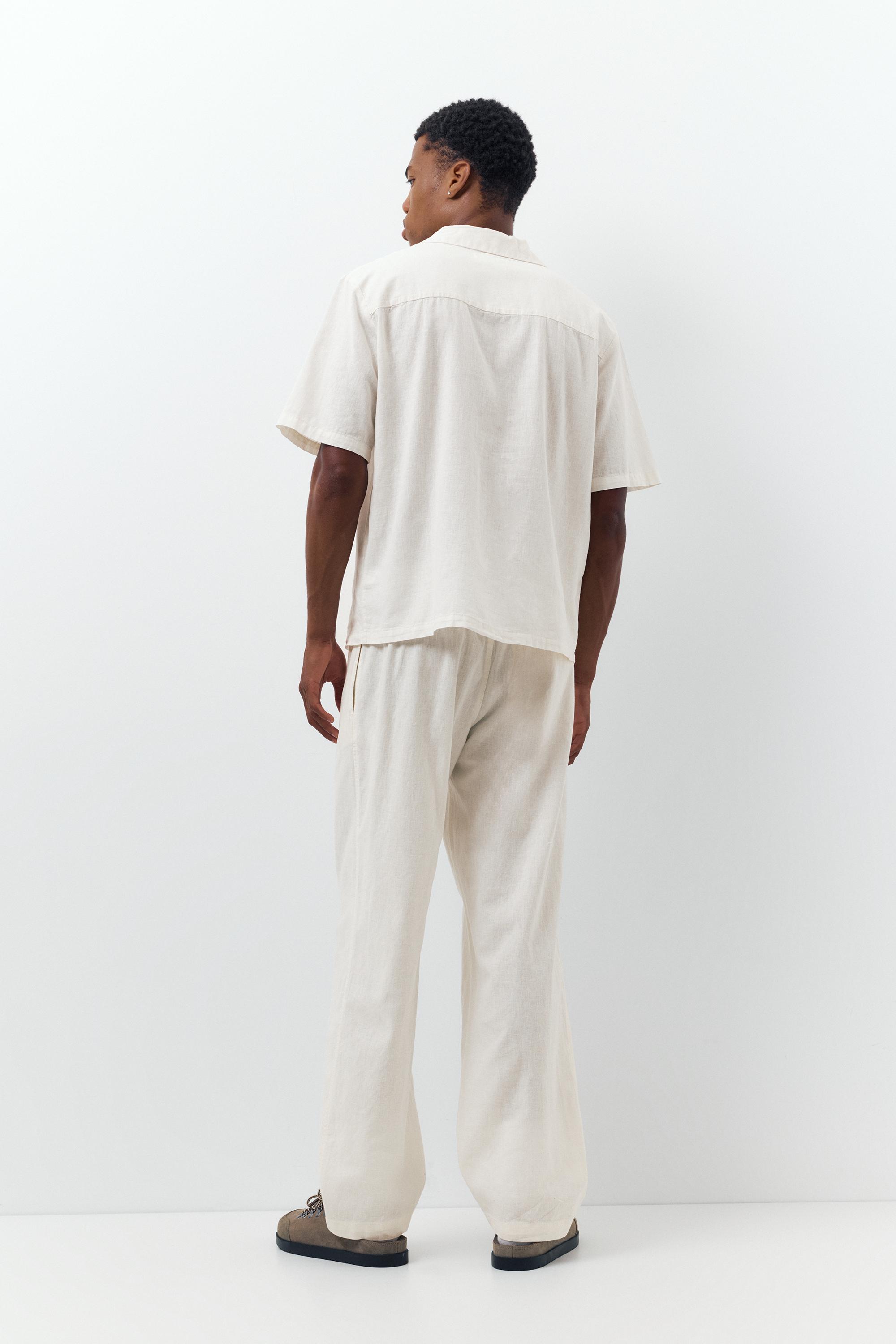 Linen blend jogger trousers — White