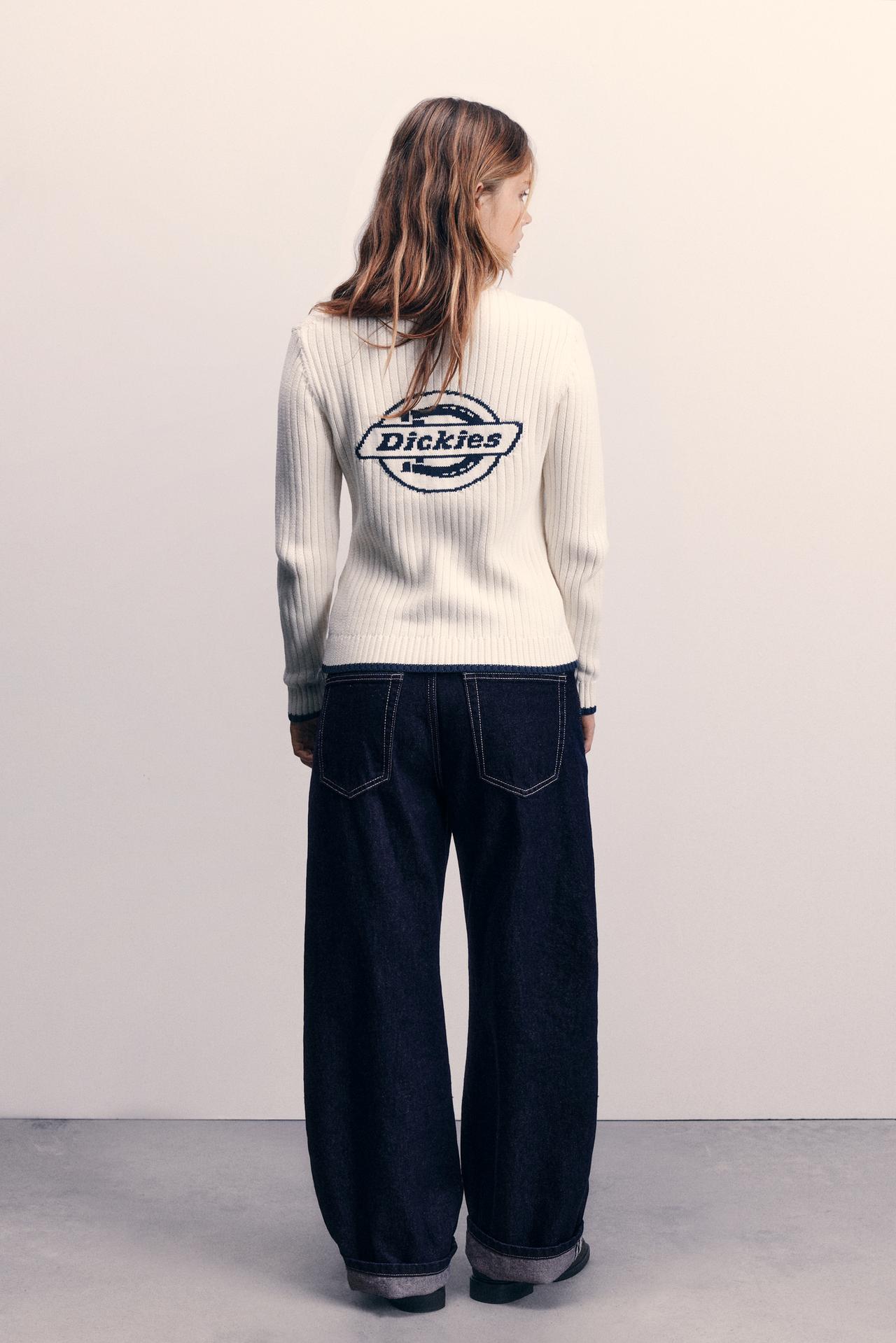 Dickies zip-up cardigan — Ecru