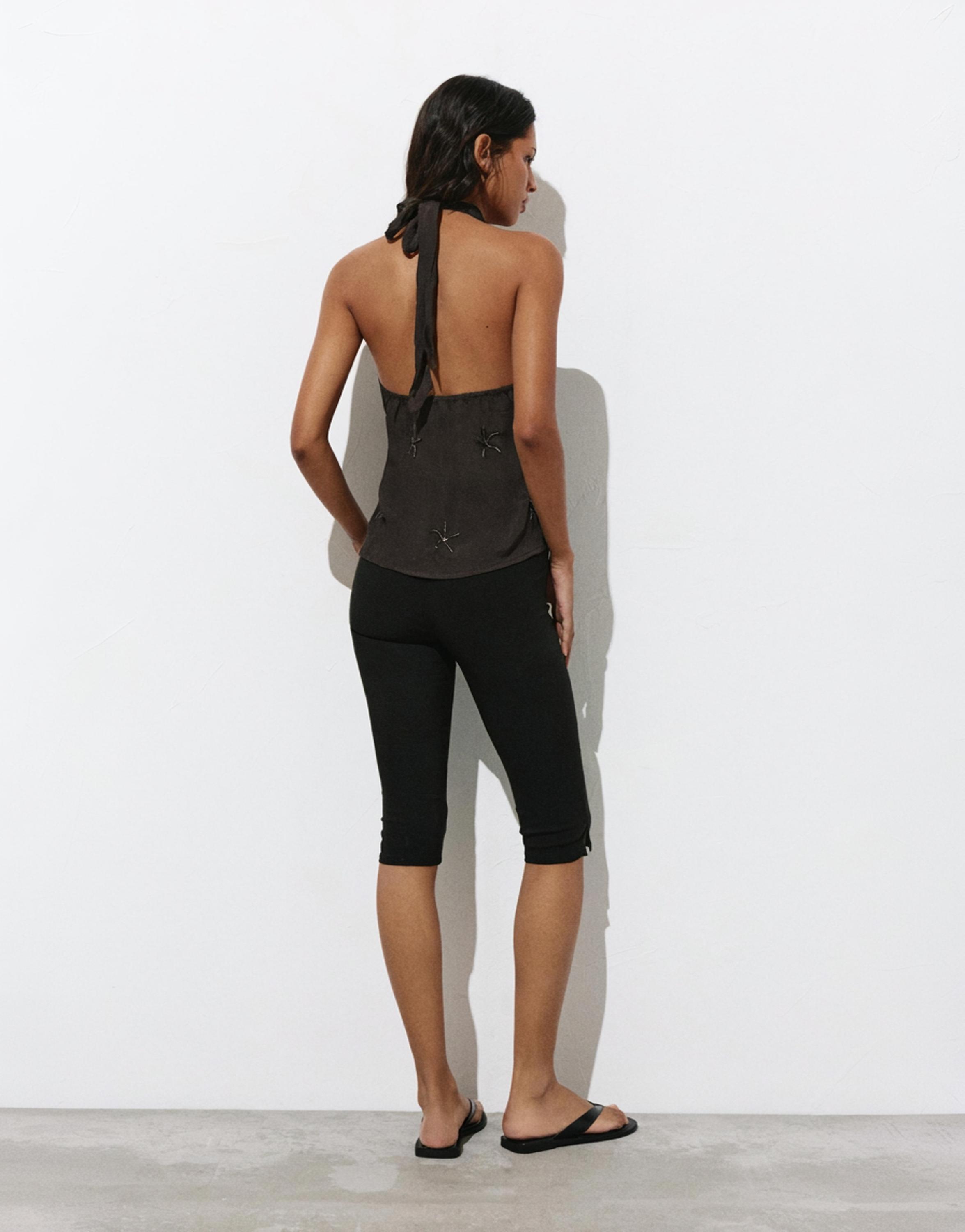 Beaded halter top — Brown