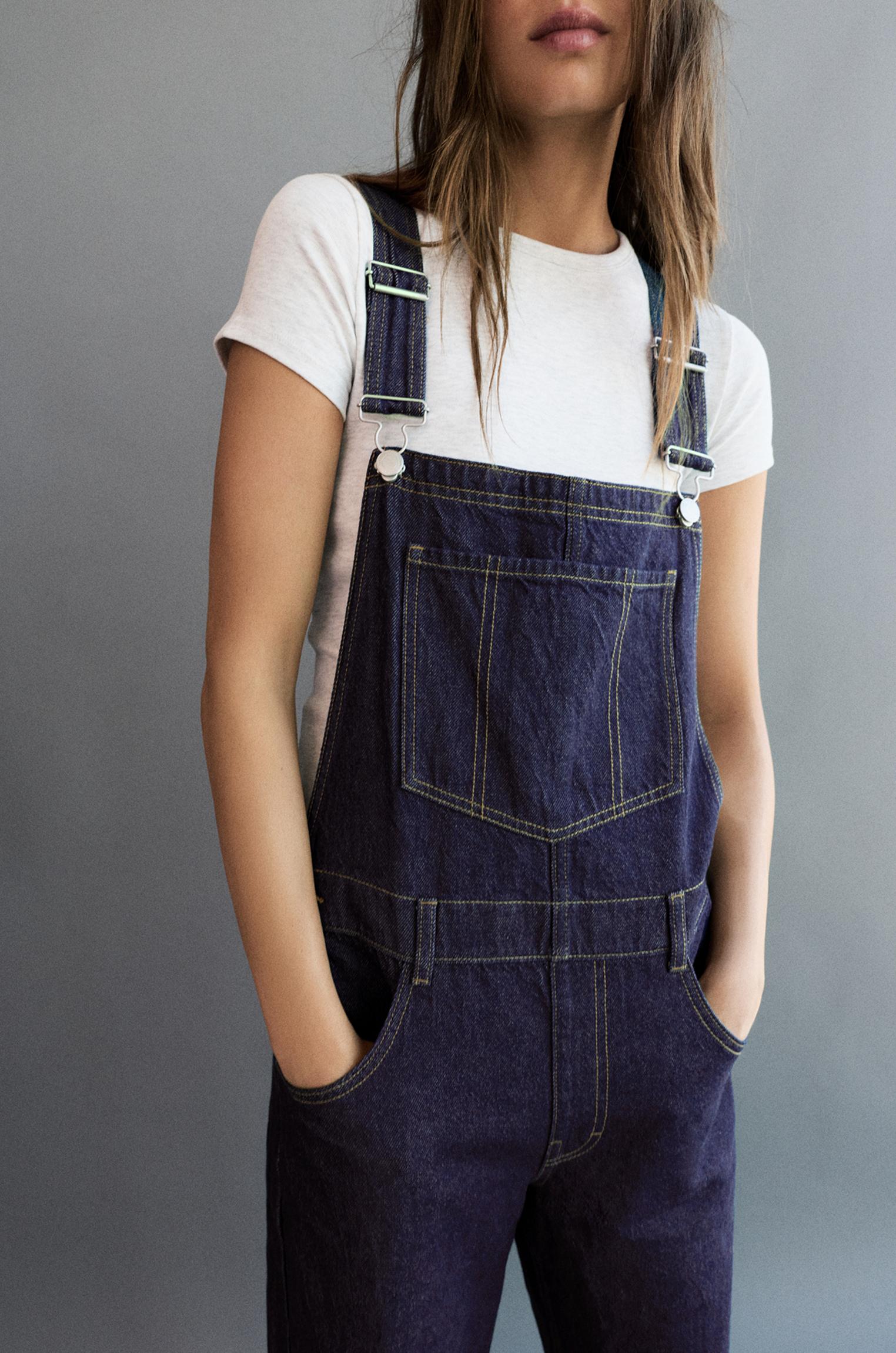 Long denim dungarees — Ink blue