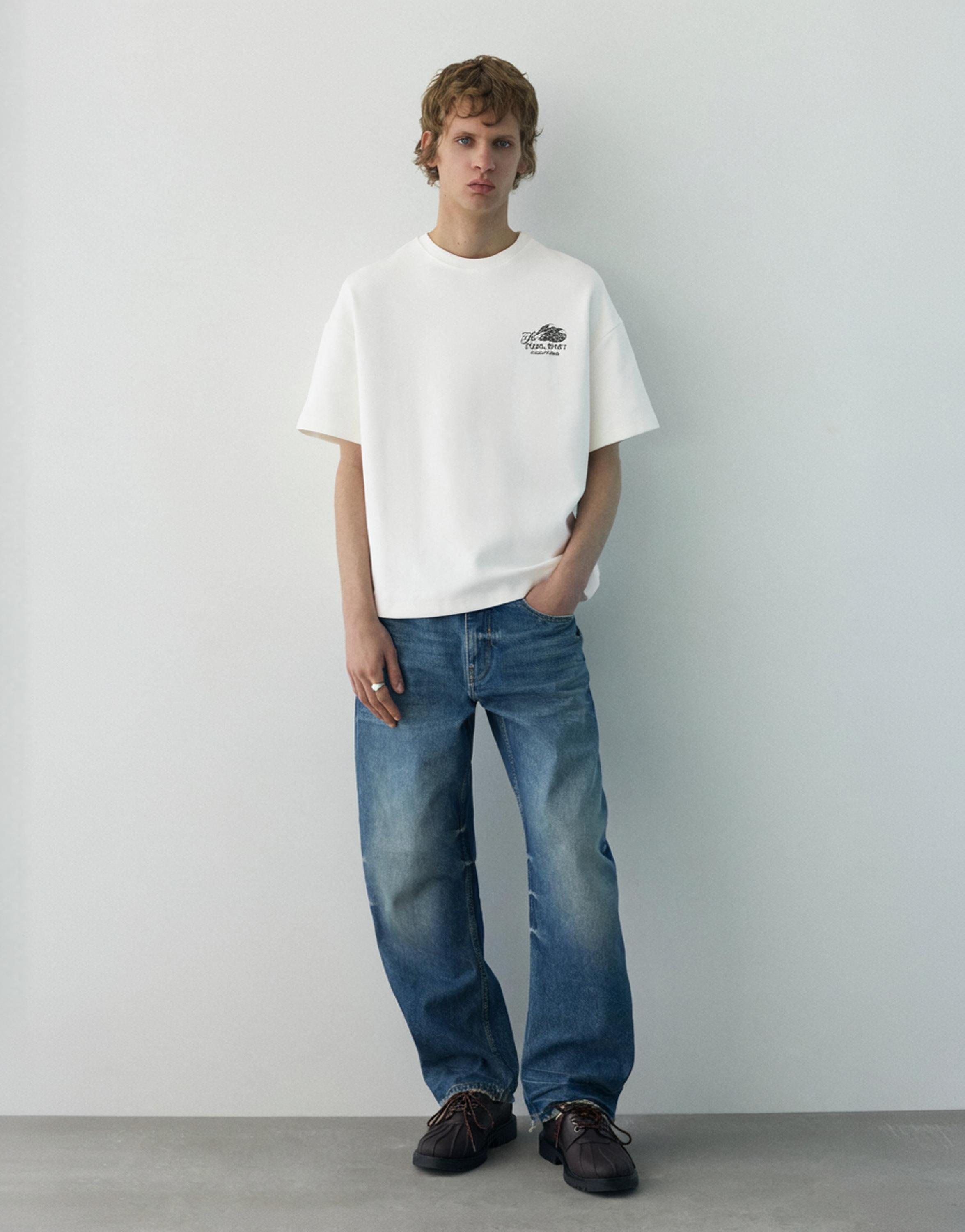 Kısa kollu grafik baskılı sweatshirt - Görsel 8