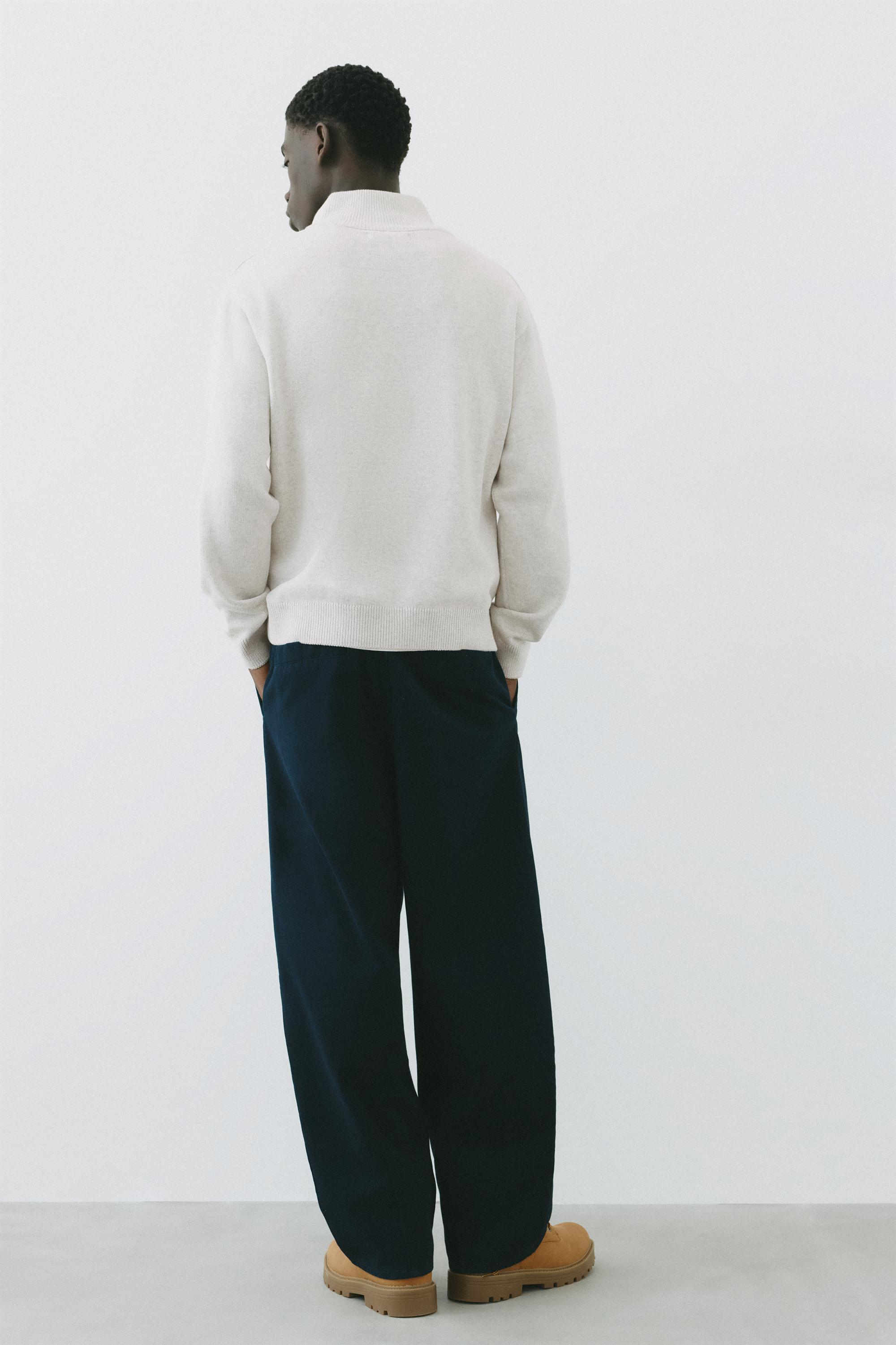 Embroidered quarter-zip sweatshirt — Grey marl