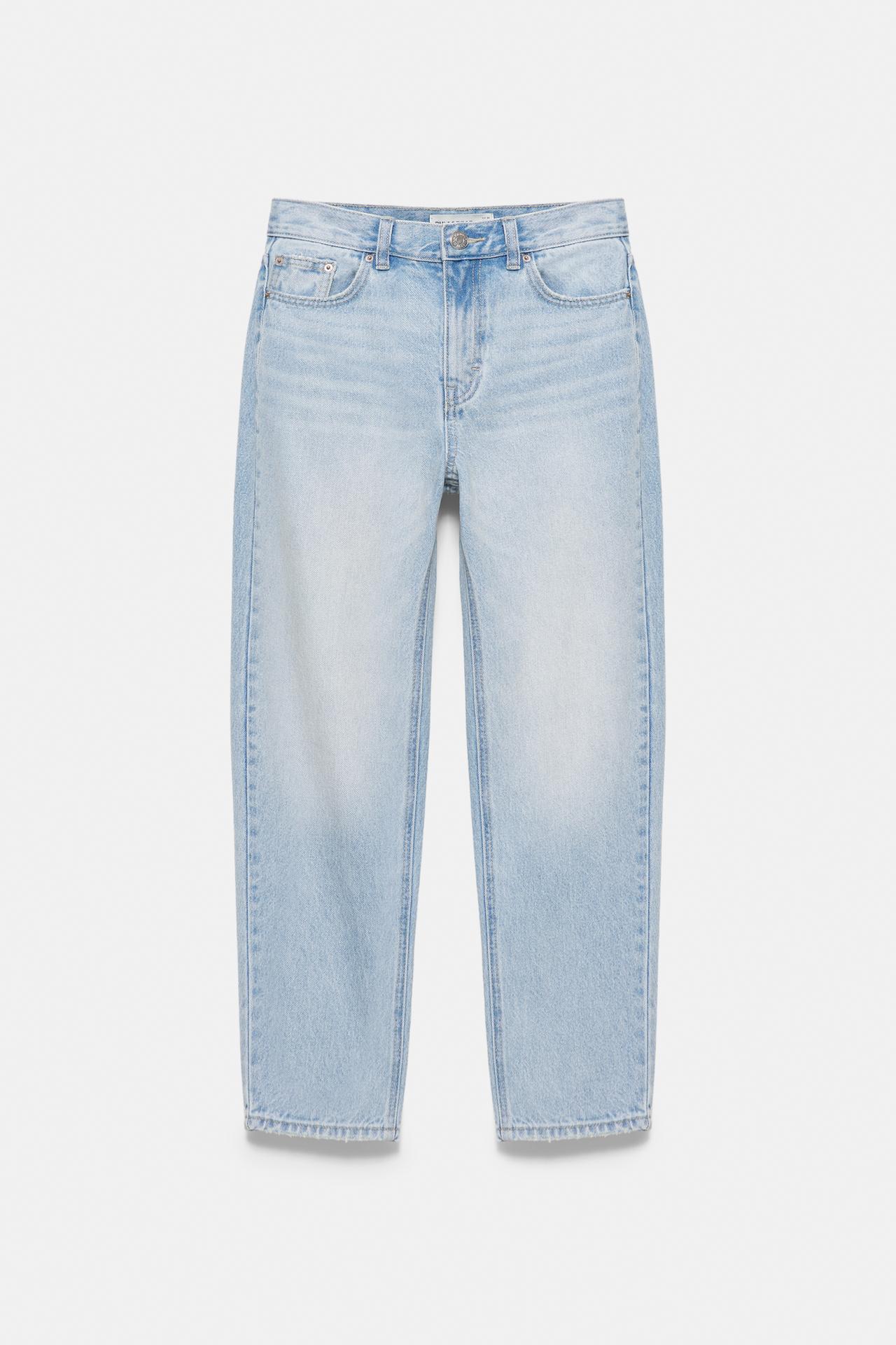 High-waist mom fit jeans — Faded blue