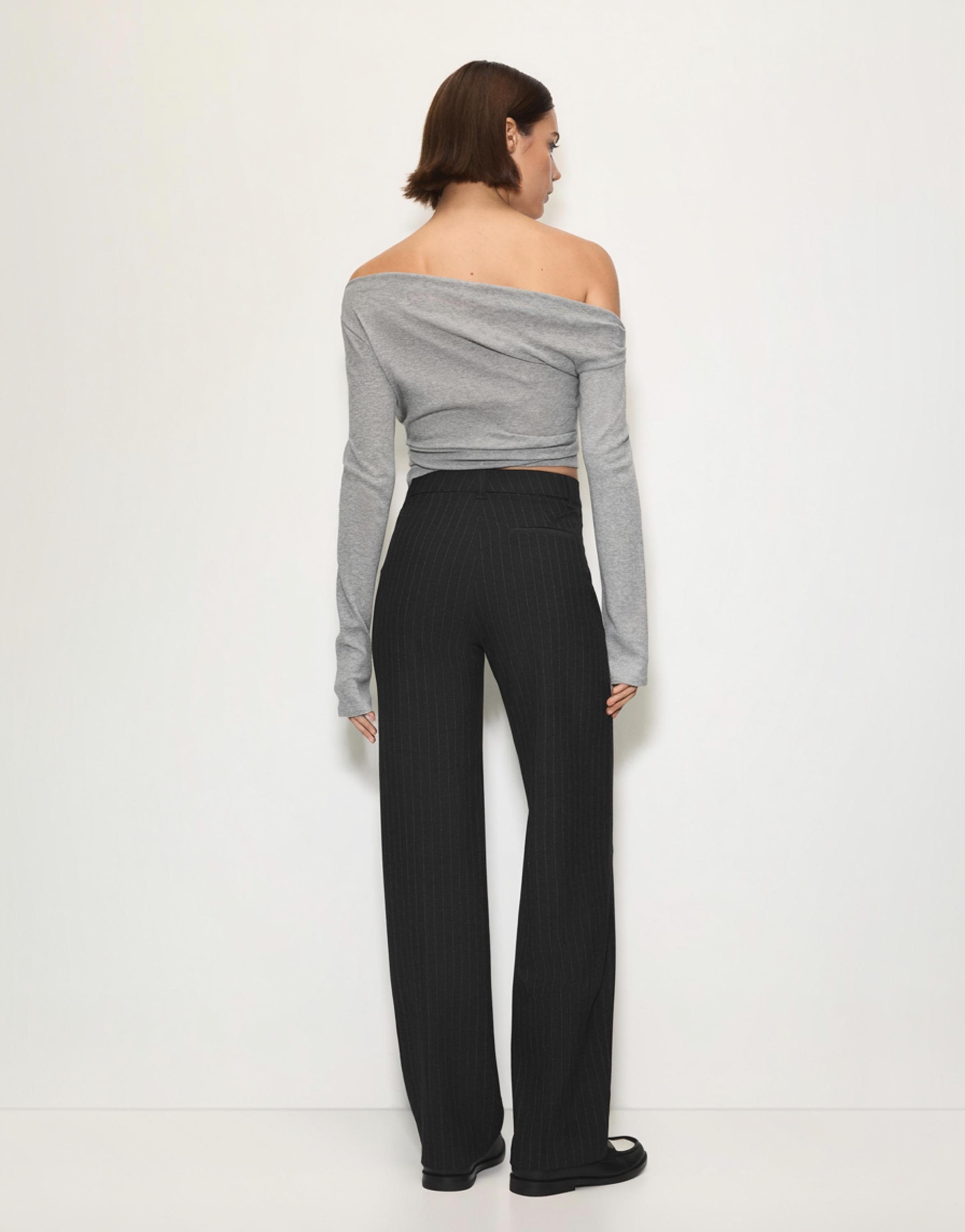 Smart high-waist straight-leg trousers — Dark grey