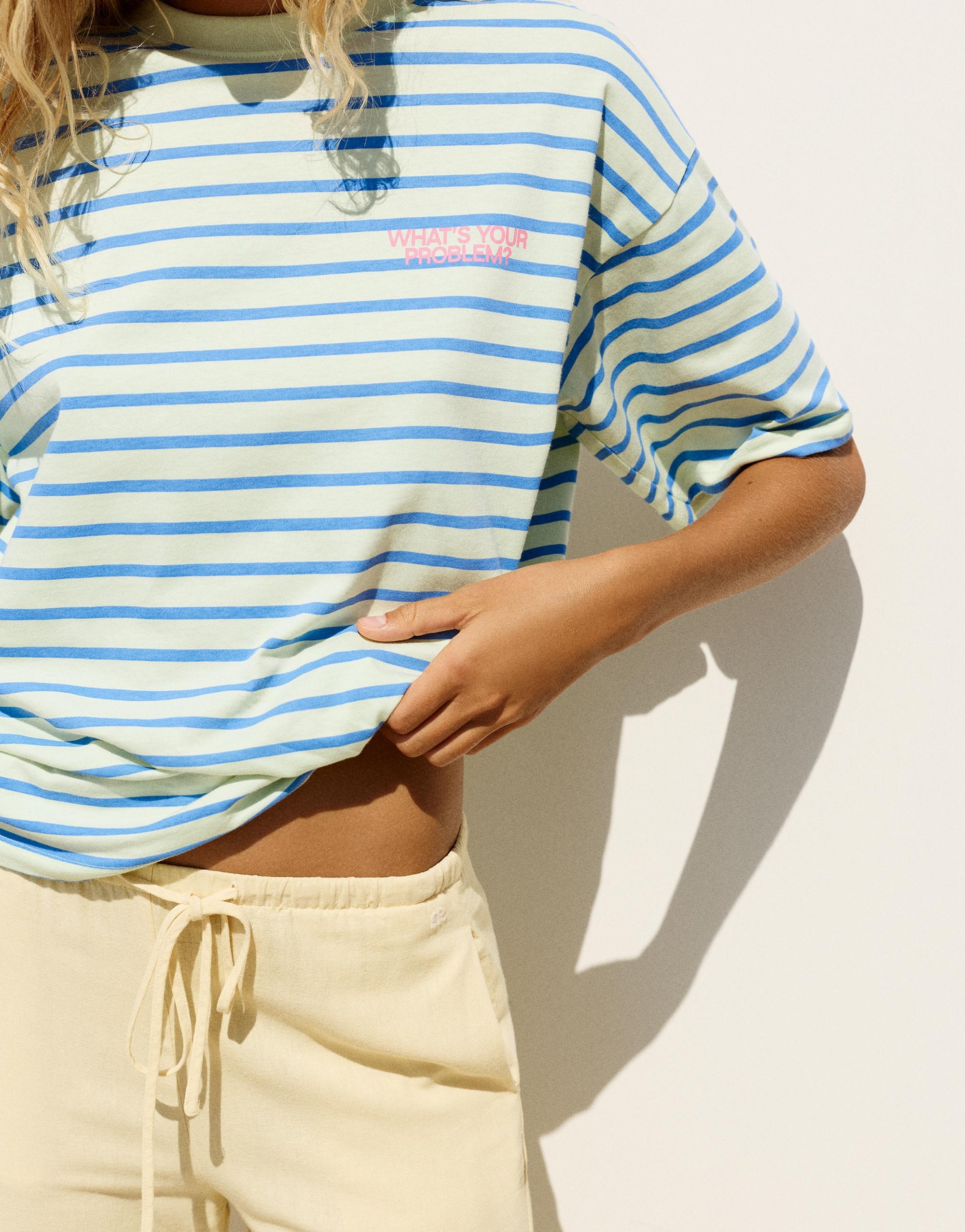 Oversize striped T-shirt — Blue/White