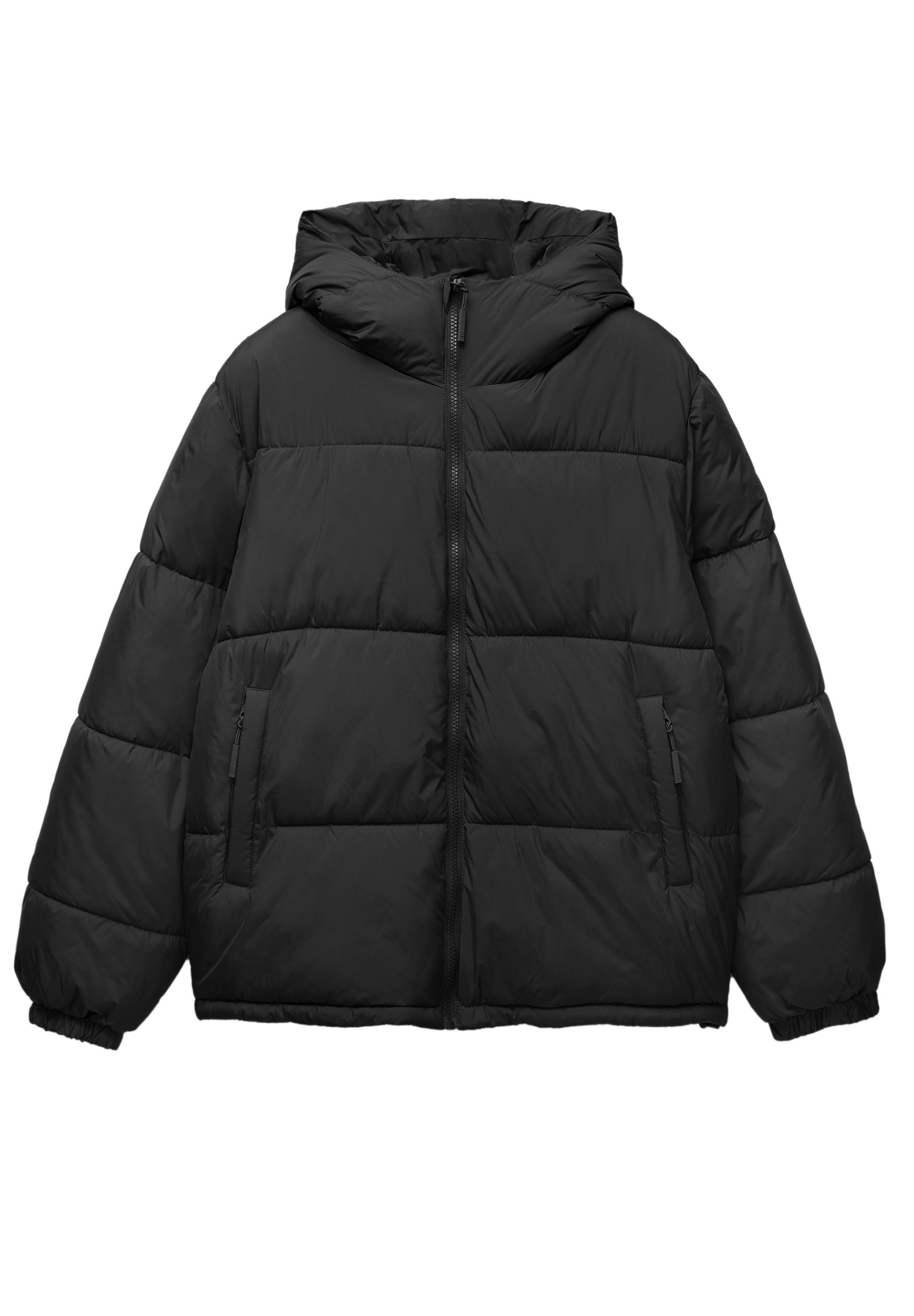 Padded jacket with hood — Black