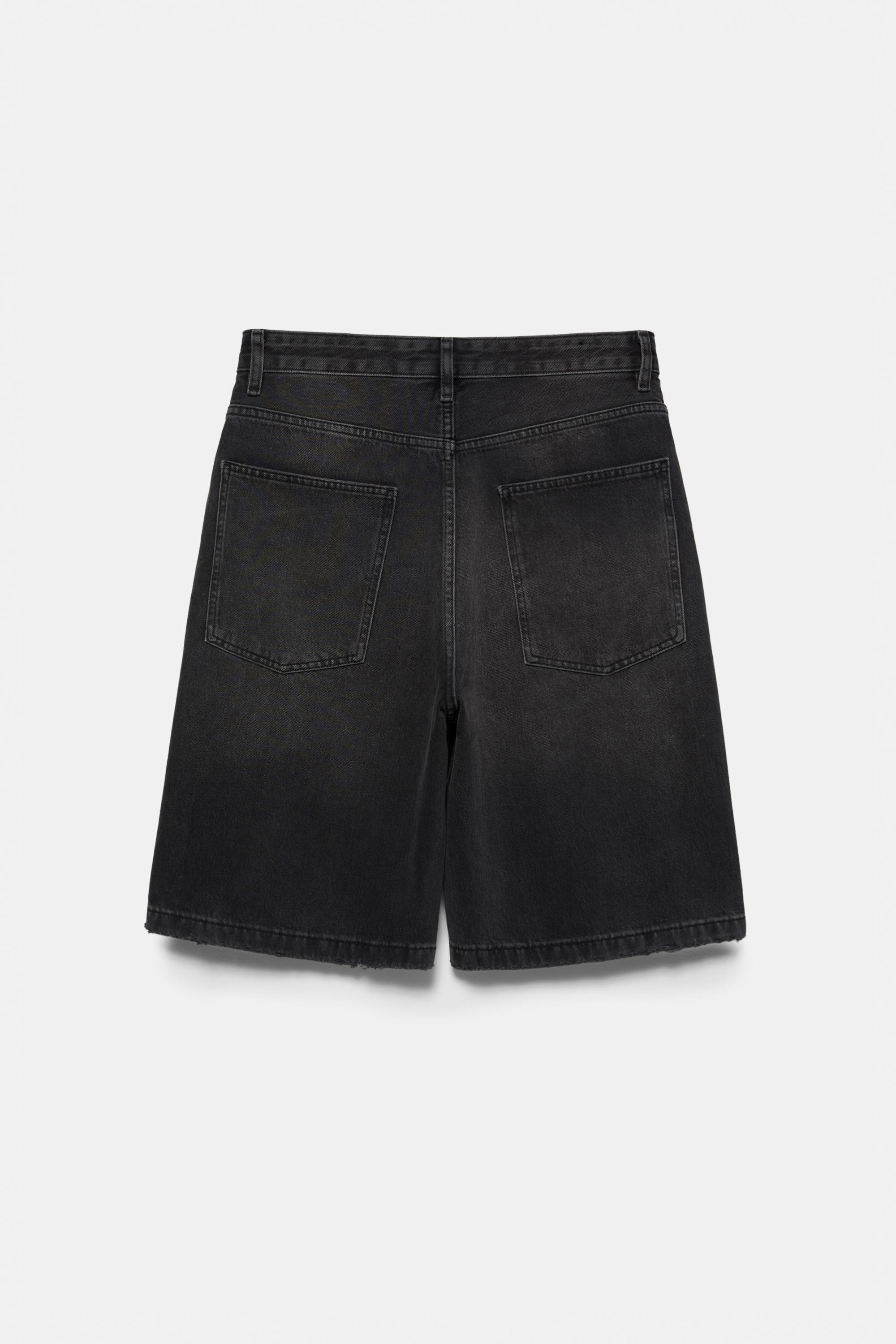 STWD skater denim Bermuda shorts — Faded black