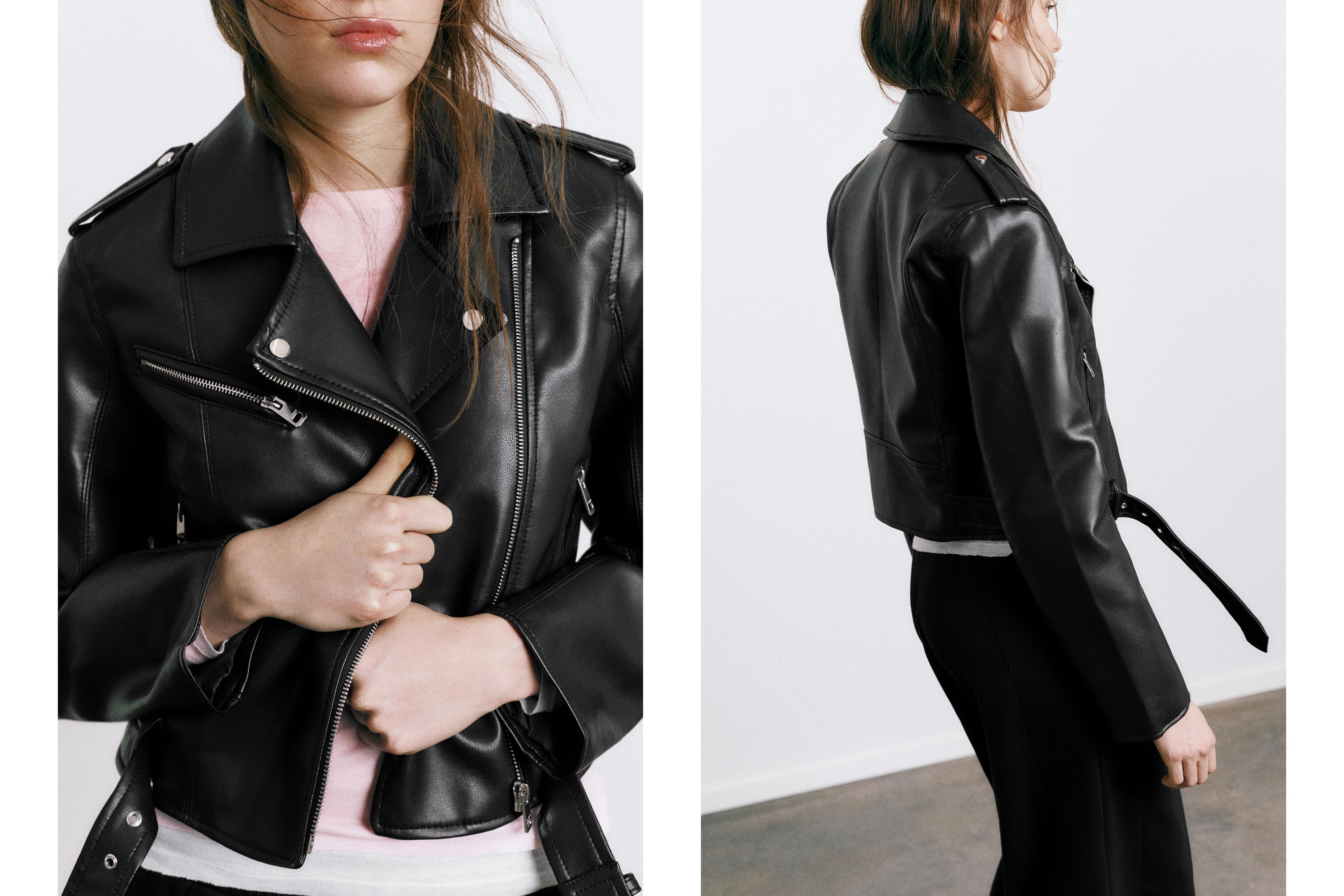 Leather effect biker jacket — Black