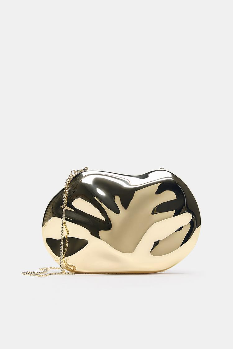 Metalik clutch çanta