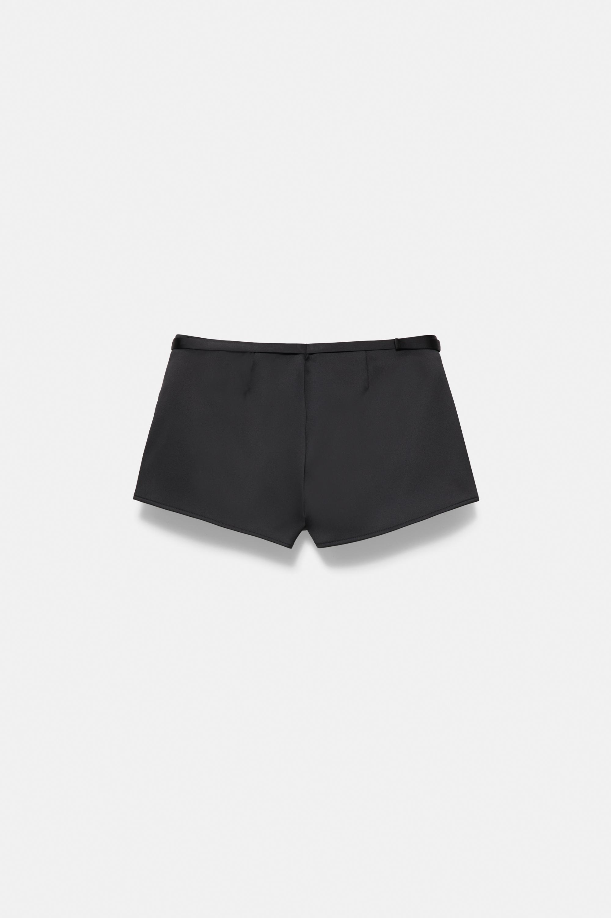 Satin shorts with buckle — Black