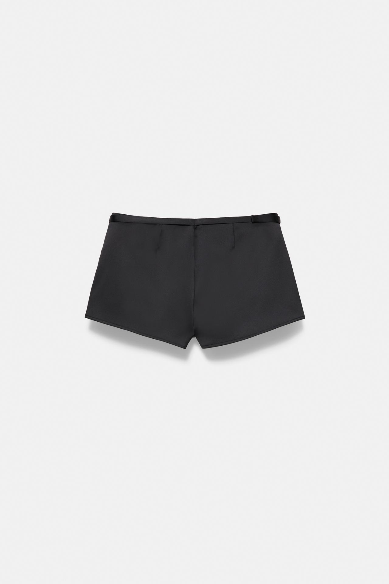 Satin shorts with buckle — Black
