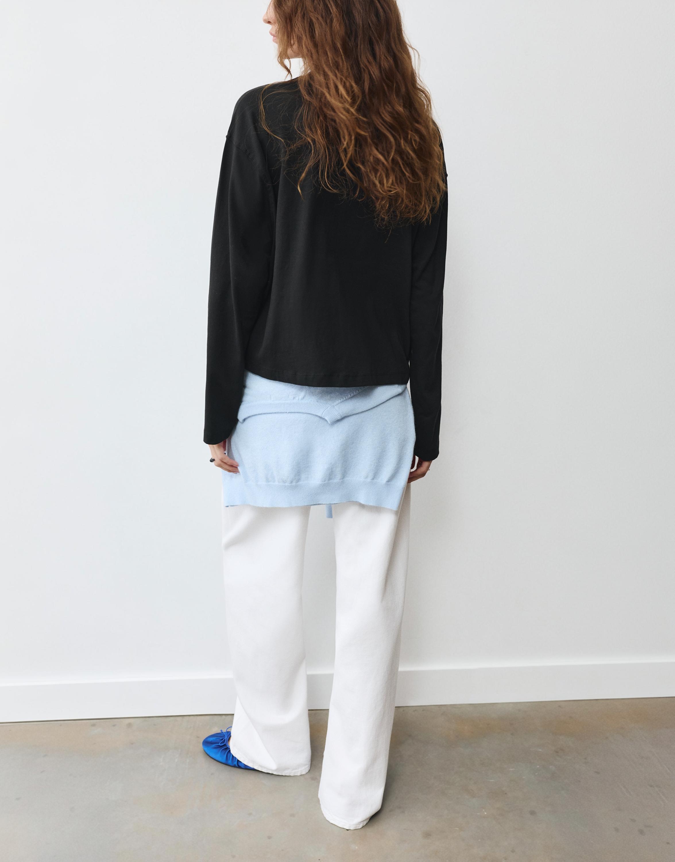 Boxy-fit long sleeve T-shirt — Black
