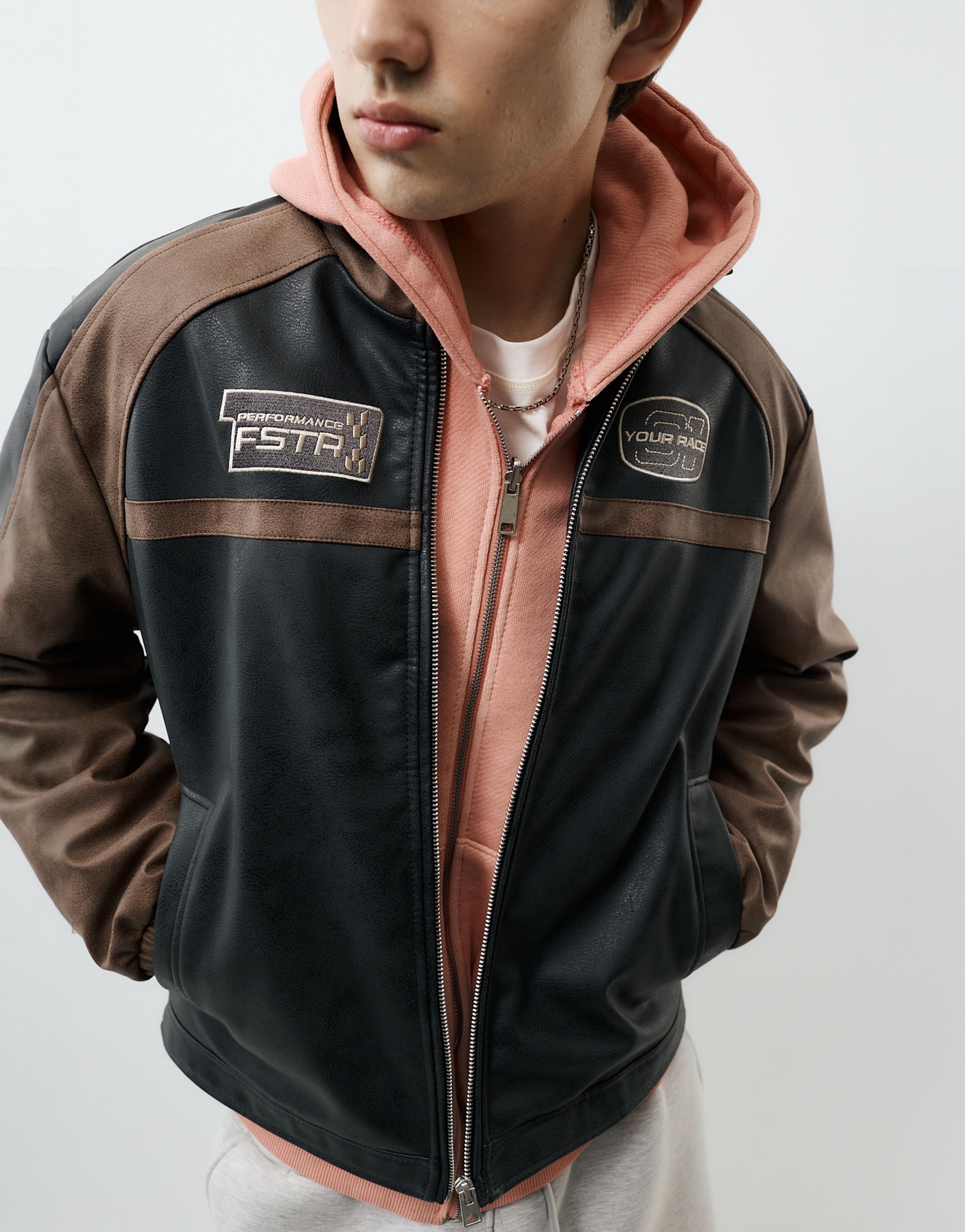 Pull&Bear Panelli suni deri ceket görsel 3