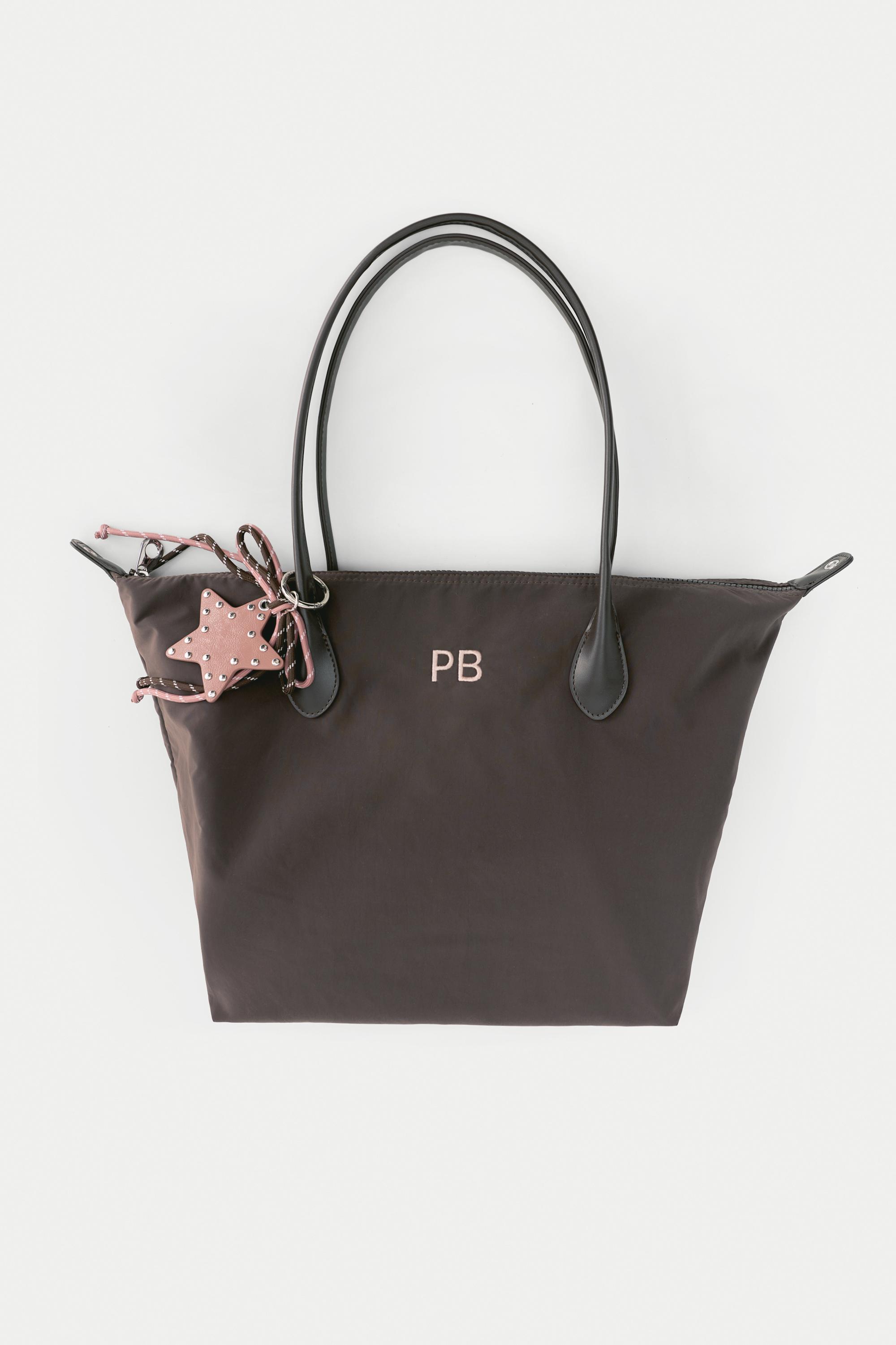 Embellished nylon tote bag — Brown