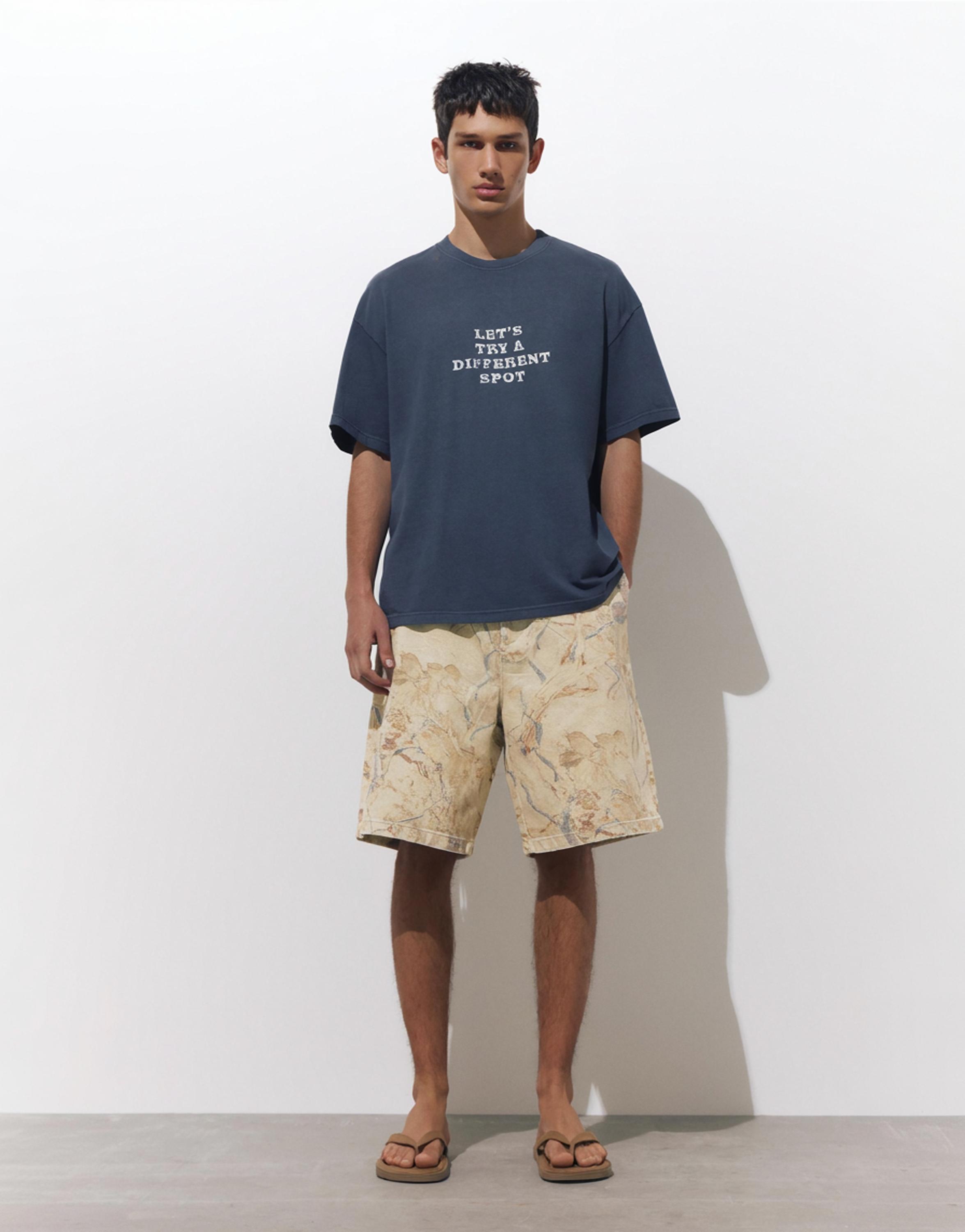 Printed Bermuda shorts — Sand