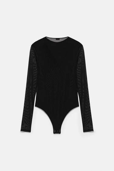 Draped tulle bodysuit — Black 6