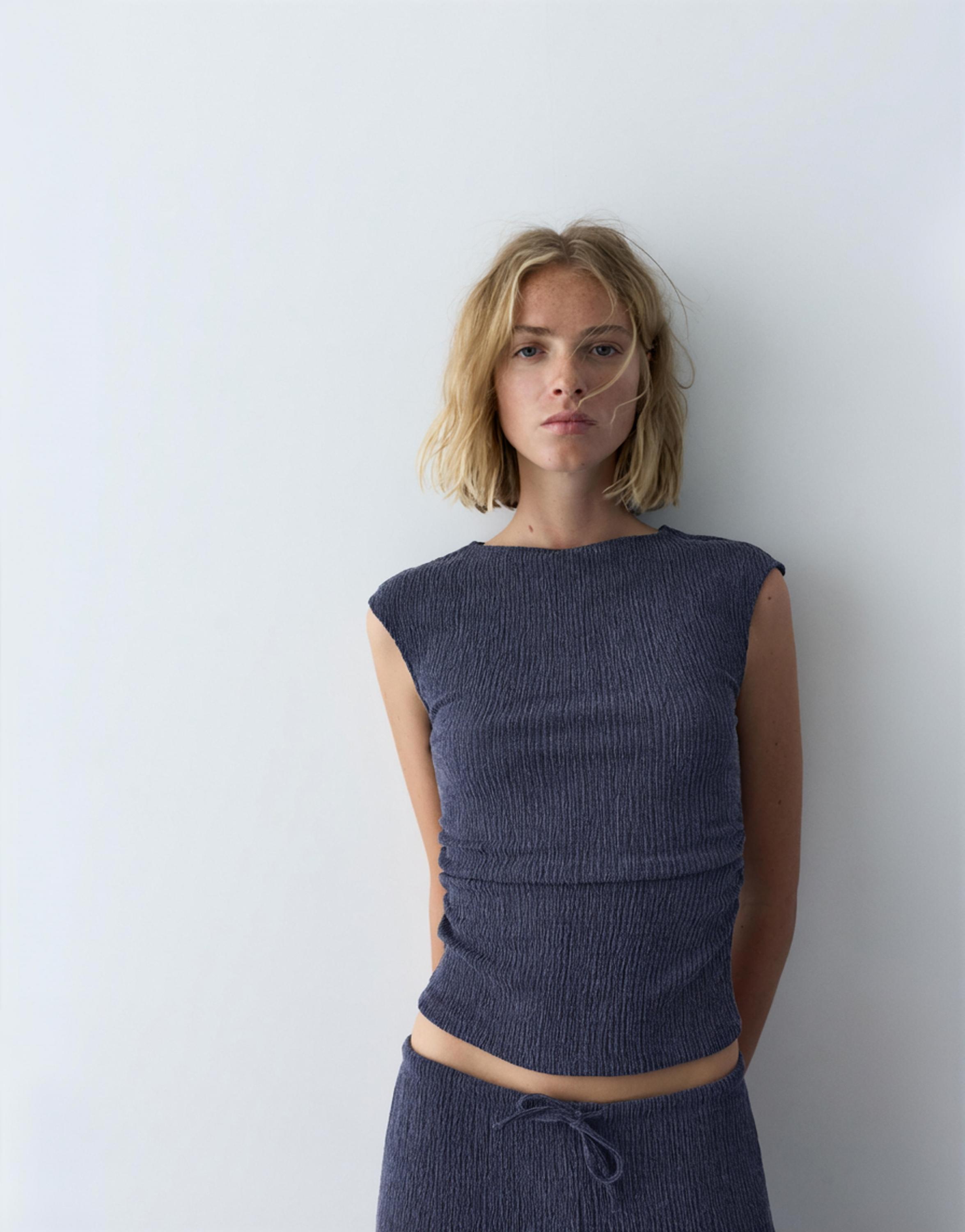 Crepe top — Navy