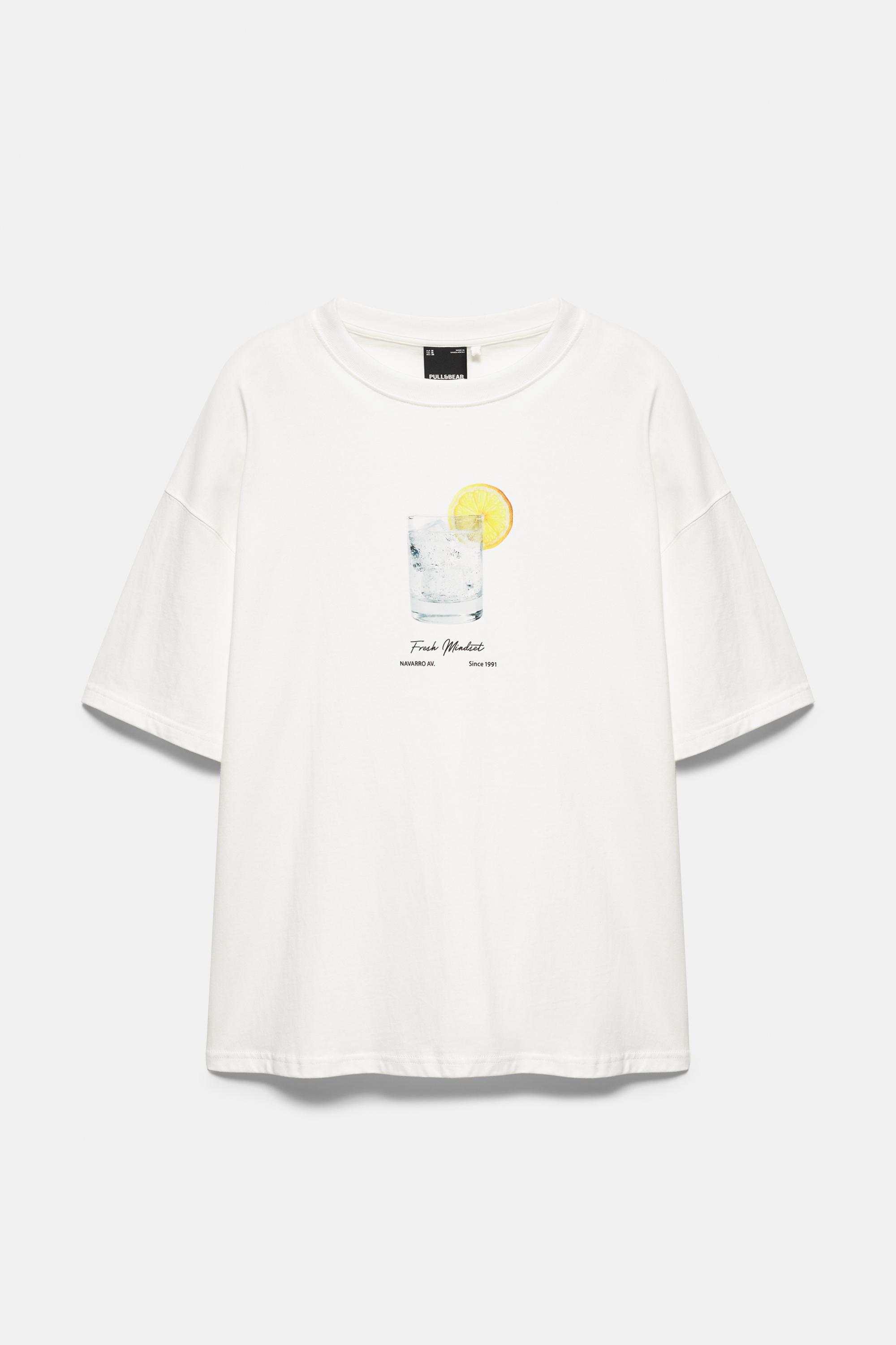 Pull&Bear Bardak grafikli relaxed tişört görsel 5