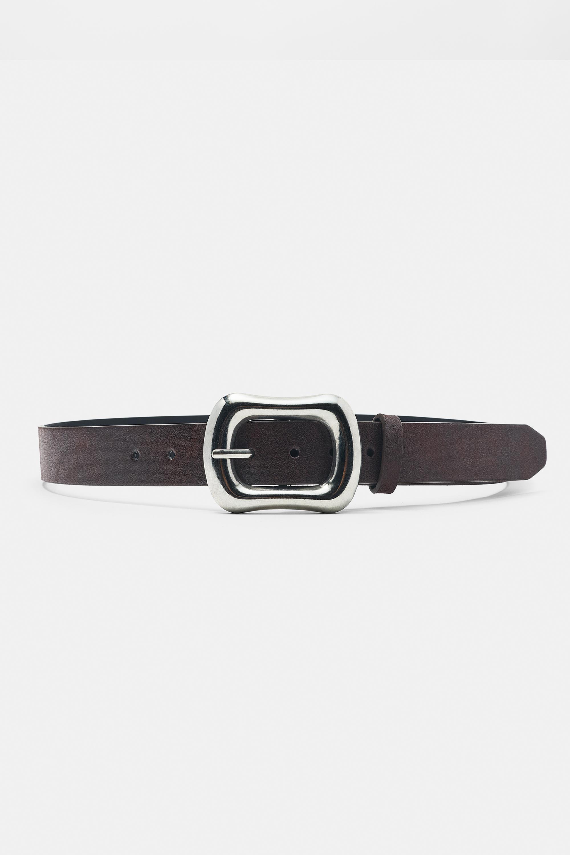 Rectangular buckle belt — Brown (alternate view)